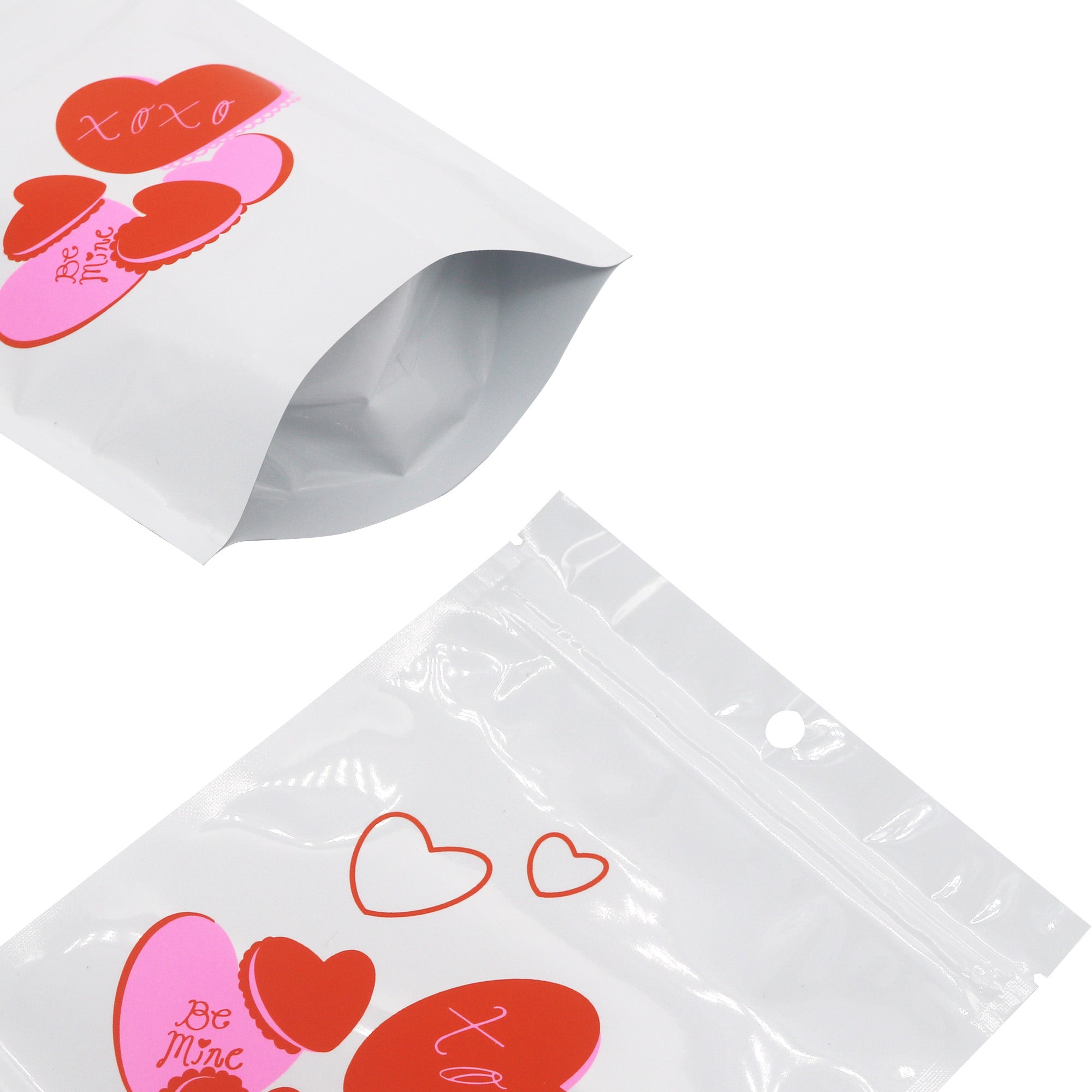 Half Arctic White Single Sided Valentine's Day Printed Metallic Mylar Stand Strong® Bags