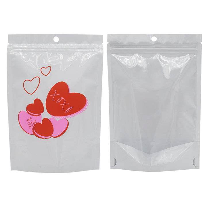 QQ Studio® Half Arctic White Single Sided Valentine's Day Printed Metallic Mylar Stand Strong® Bags