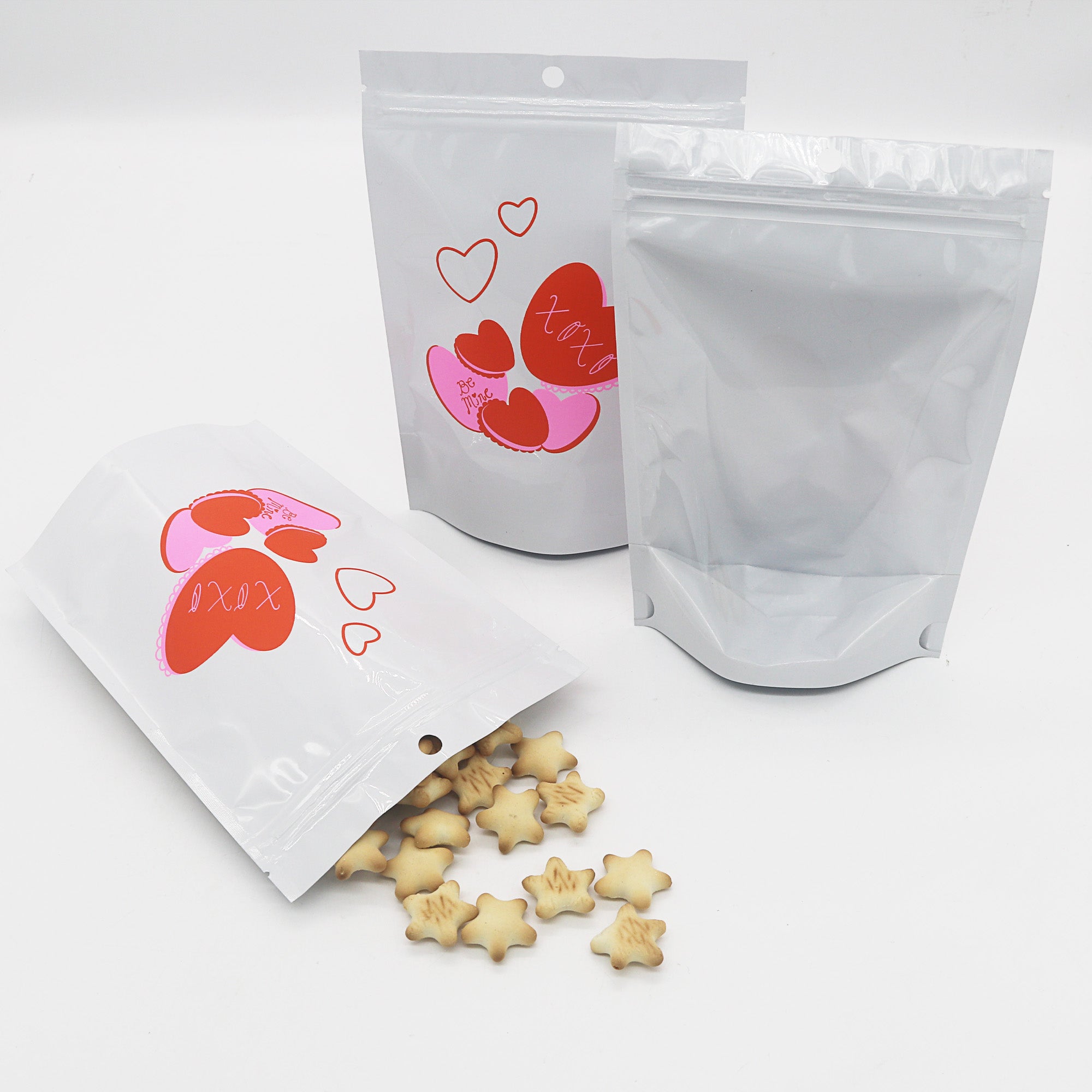 Half Arctic White Single Sided Valentine's Day Printed Metallic Mylar Stand Strong® Bags