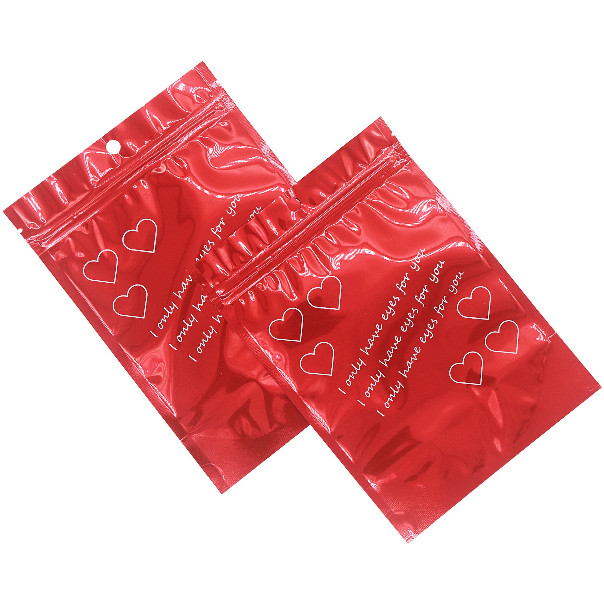 Half Heart Red Double Sided Valentine's Day Printed Metallic Mylar Stand Strong® Bags