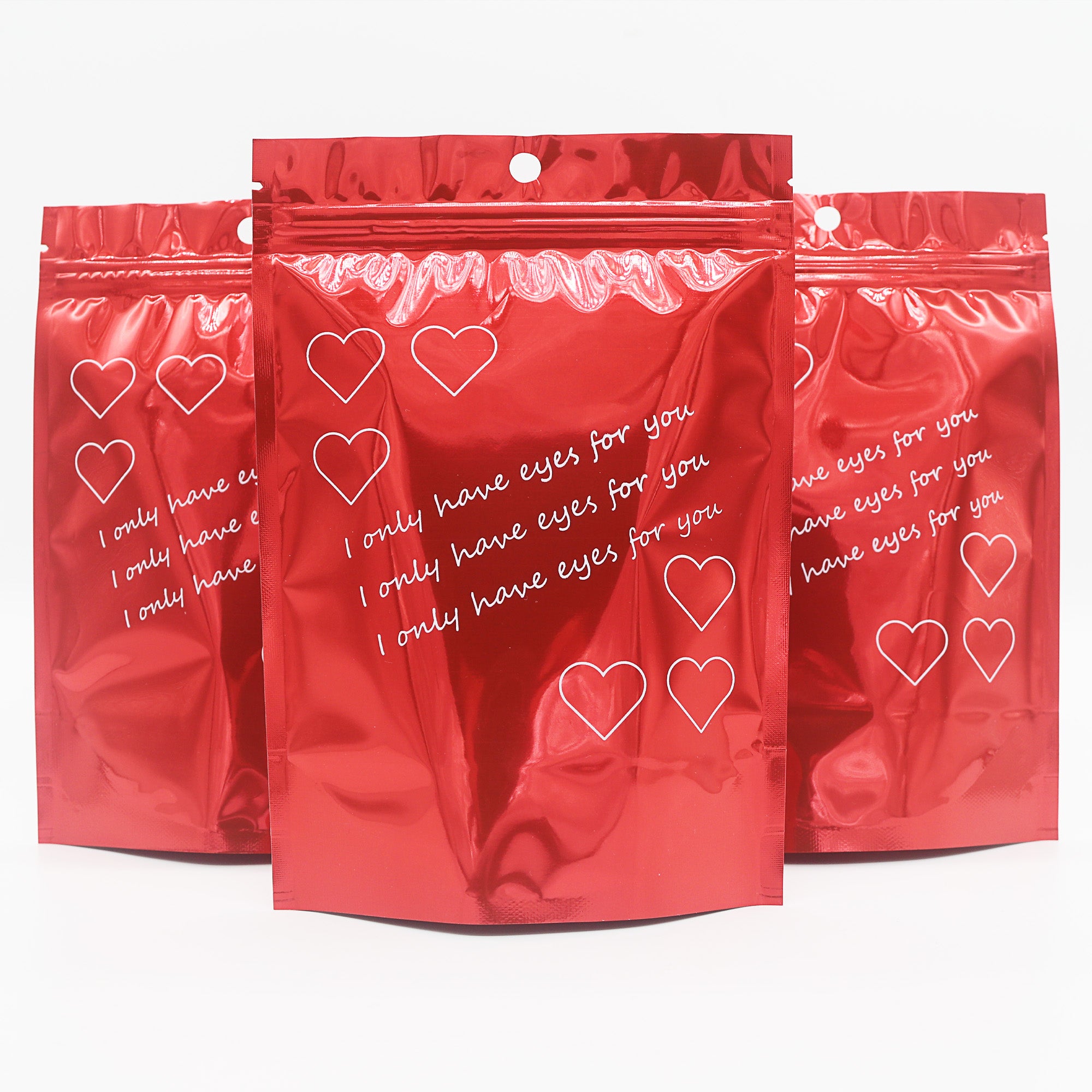 Half Heart Red Double Sided Valentine's Day Printed Metallic Mylar Stand Strong® Bags