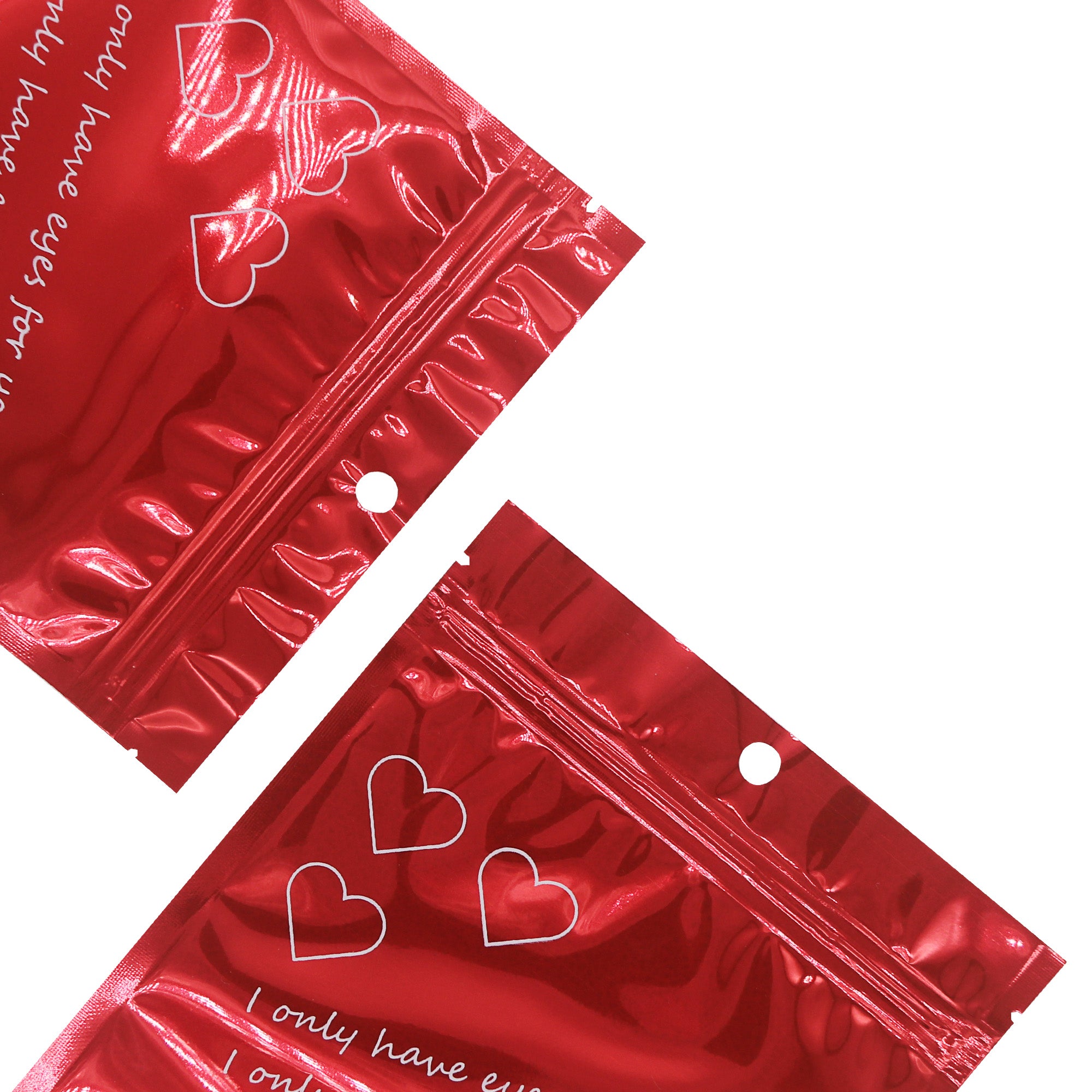 Half Heart Red Double Sided Valentine's Day Printed Metallic Mylar Stand Strong® Bags