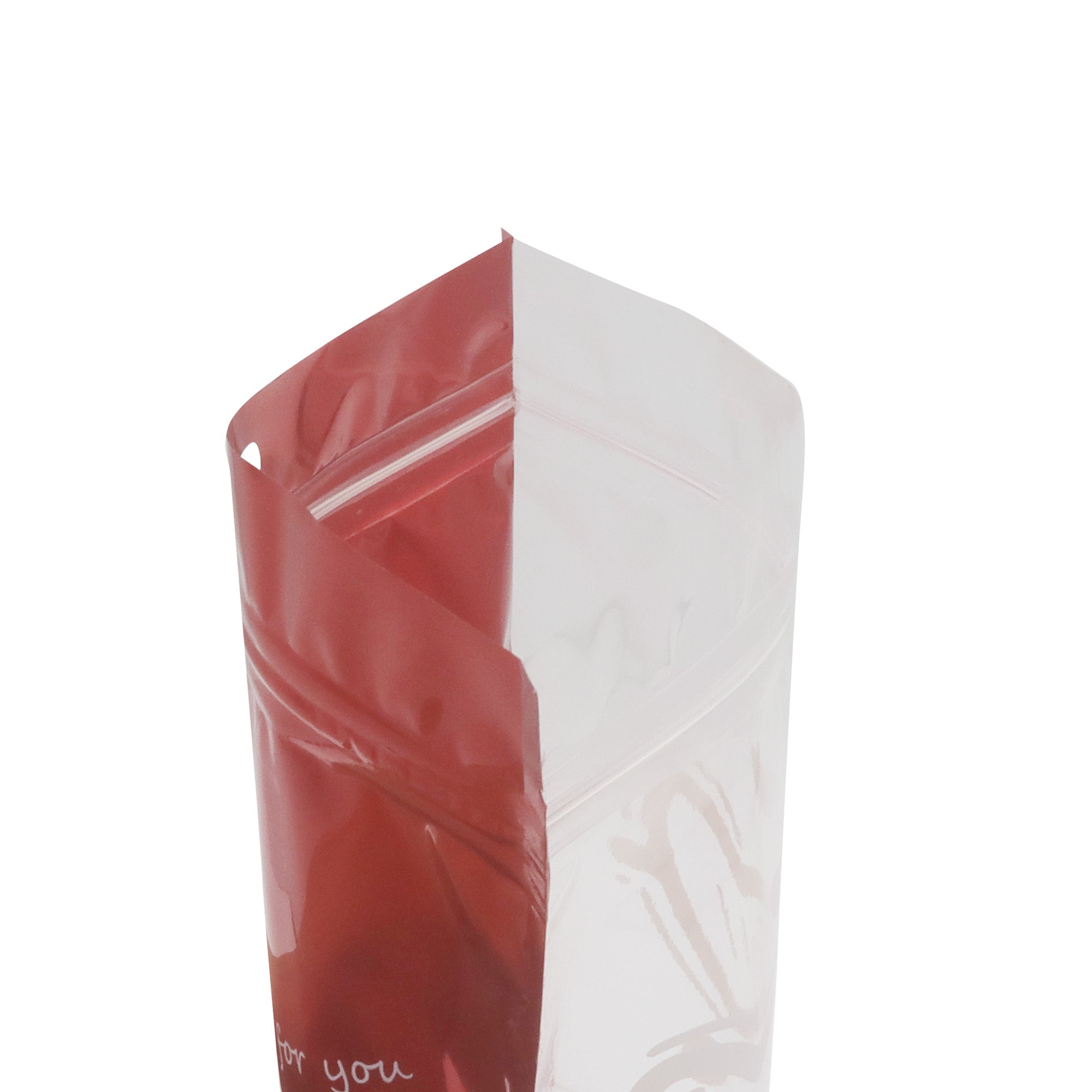 Half Heart Red Double Sided Valentine's Day Printed Metallic Mylar Stand Strong® Bags