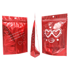 Half Heart Red Double Sided Valentine's Day Printed Metallic Mylar Stand Strong® Bags