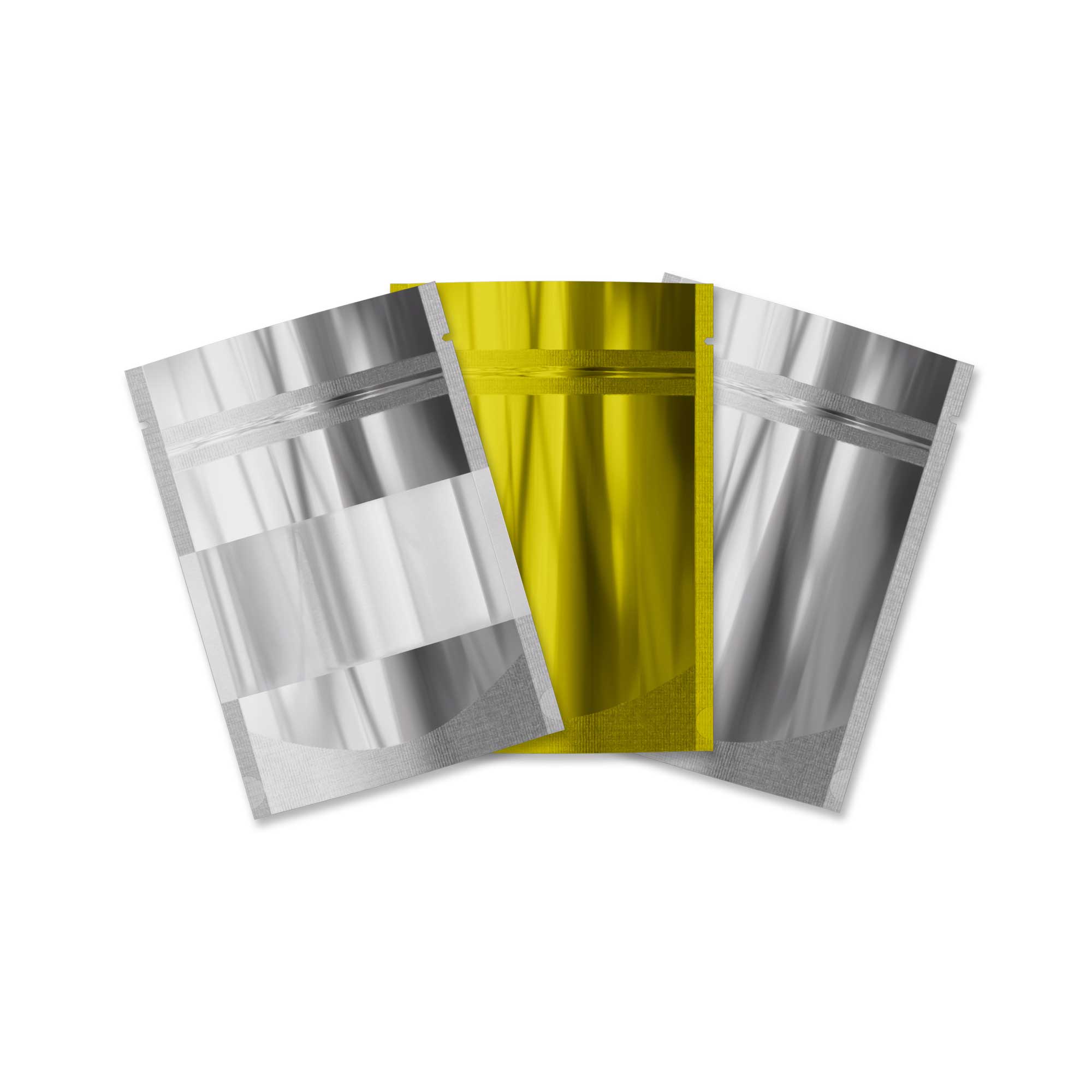 Customizable Glossy Metallic Foil with Transparent Window Stand Up Zipper Bags (Basic Printing)