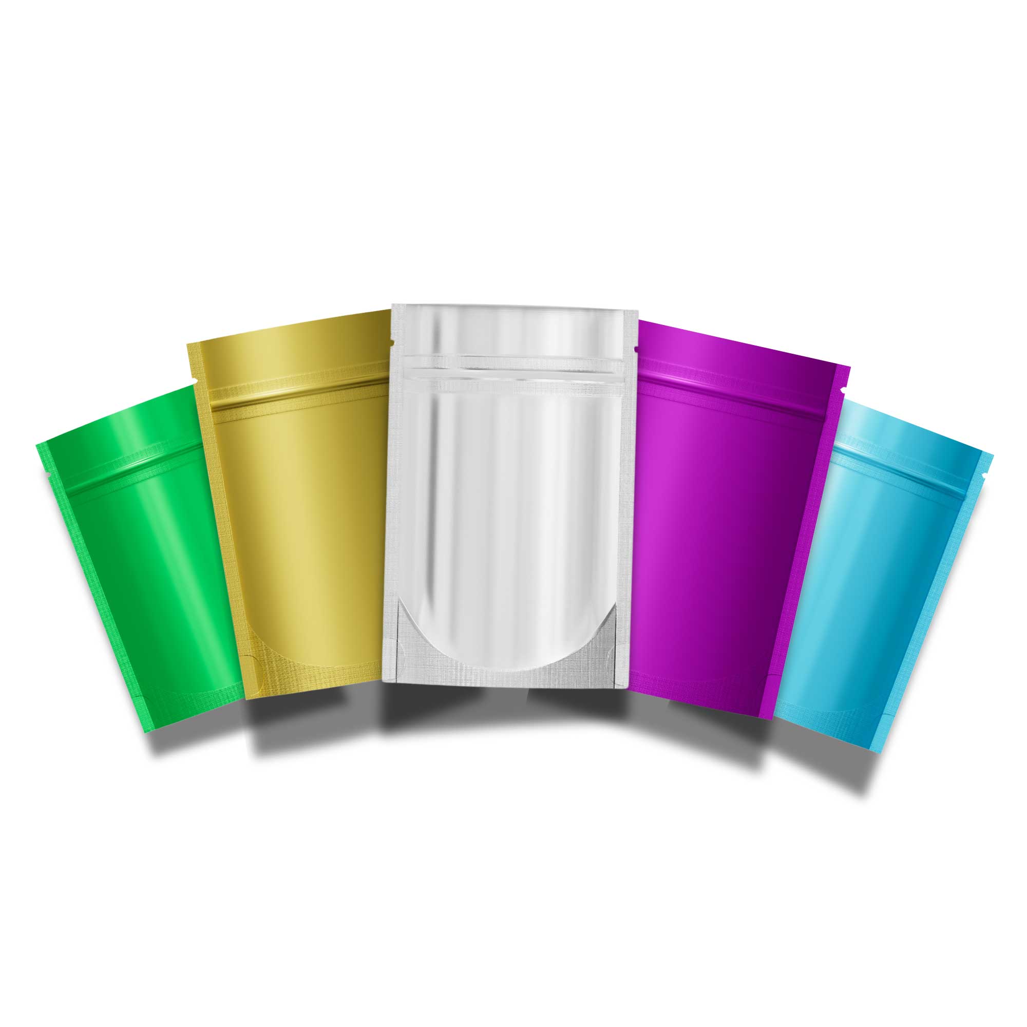 Customizable Single Side Matte Color Metallic Mylar Stand Up Zipper Seal Bags (Basic Printing)