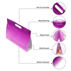 Customizable Gradient Clear Side Gusset Stand Up Zipper Seal Bags with Die-Cut Handle (Basic Printing)
