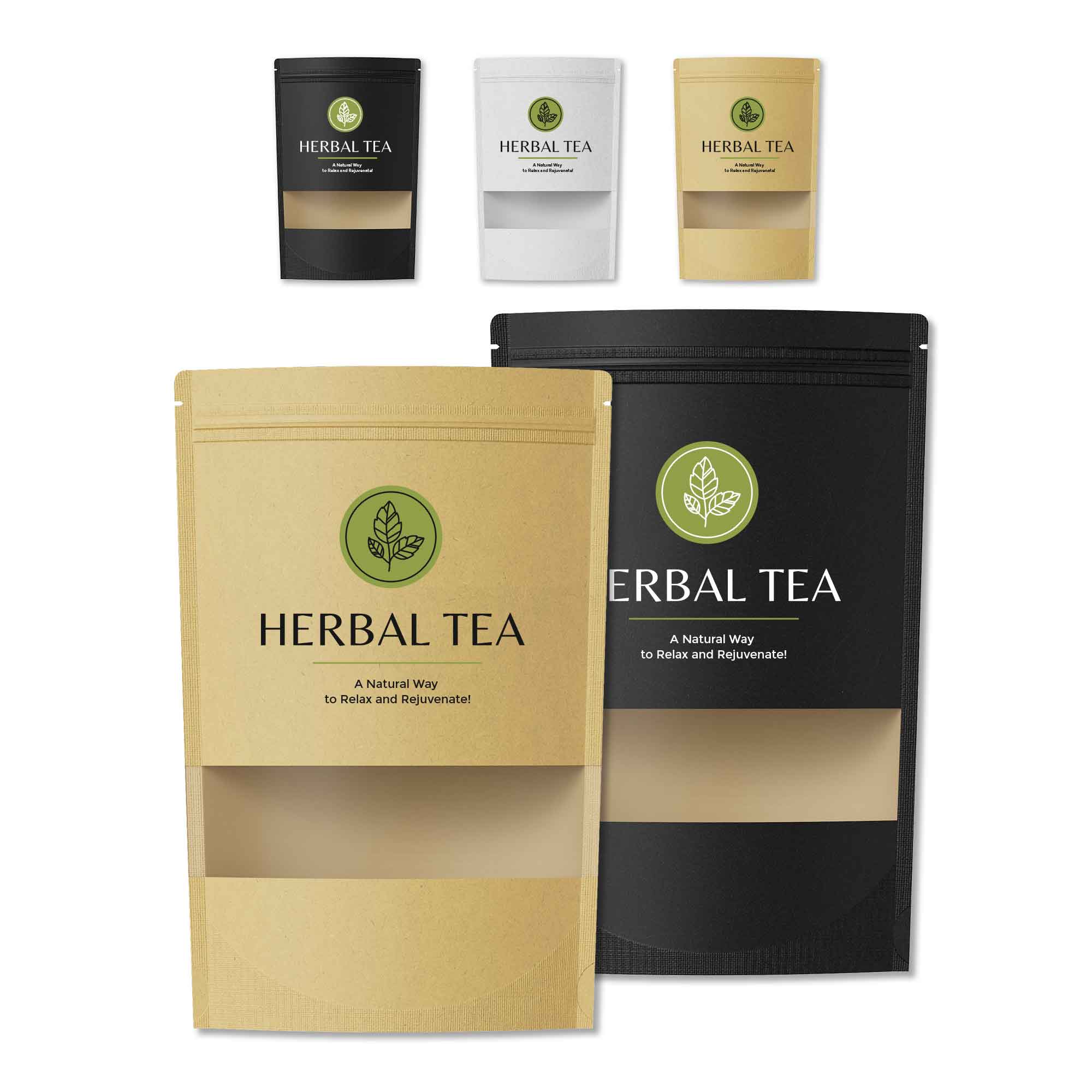 Customizable Rounded Corners Kraft with Window Stand Up Zipper Seal Bags (Basic Printing)