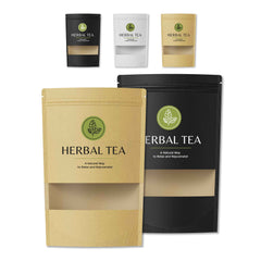 Customizable Rounded Corners Kraft with Window Stand Up Zipper Seal Bags (Basic Printing)