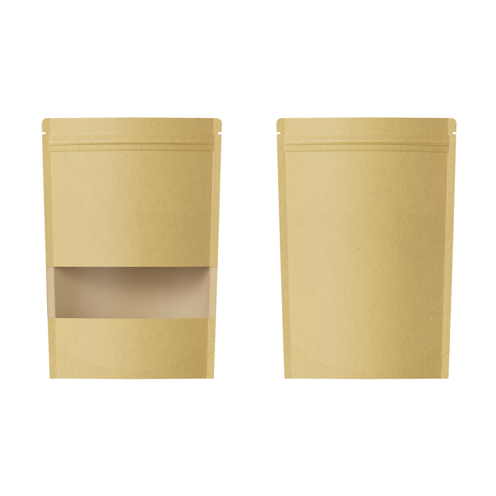 Customizable Rounded Corners Kraft with Window Stand Up Zipper Seal Bags (Basic Printing)