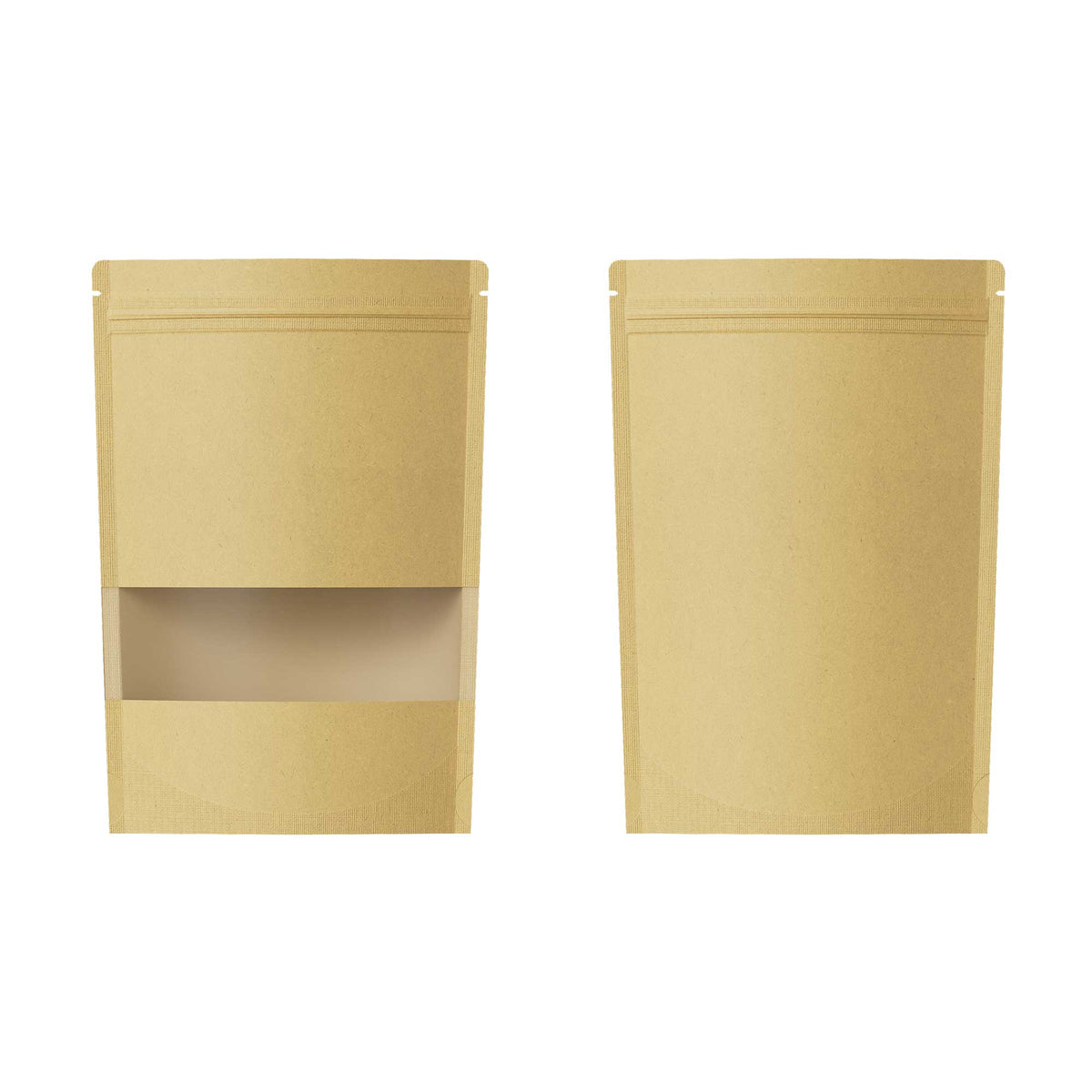 Customizable Rounded Corners Kraft with Window Stand Up Zipper Seal Bags (Basic Printing)