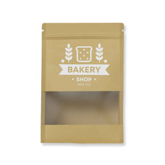 Customizable Krafty Brown Paper Side Gusset with Translucent Window Stand Up Zipper Seal Bags (Basic Printing)