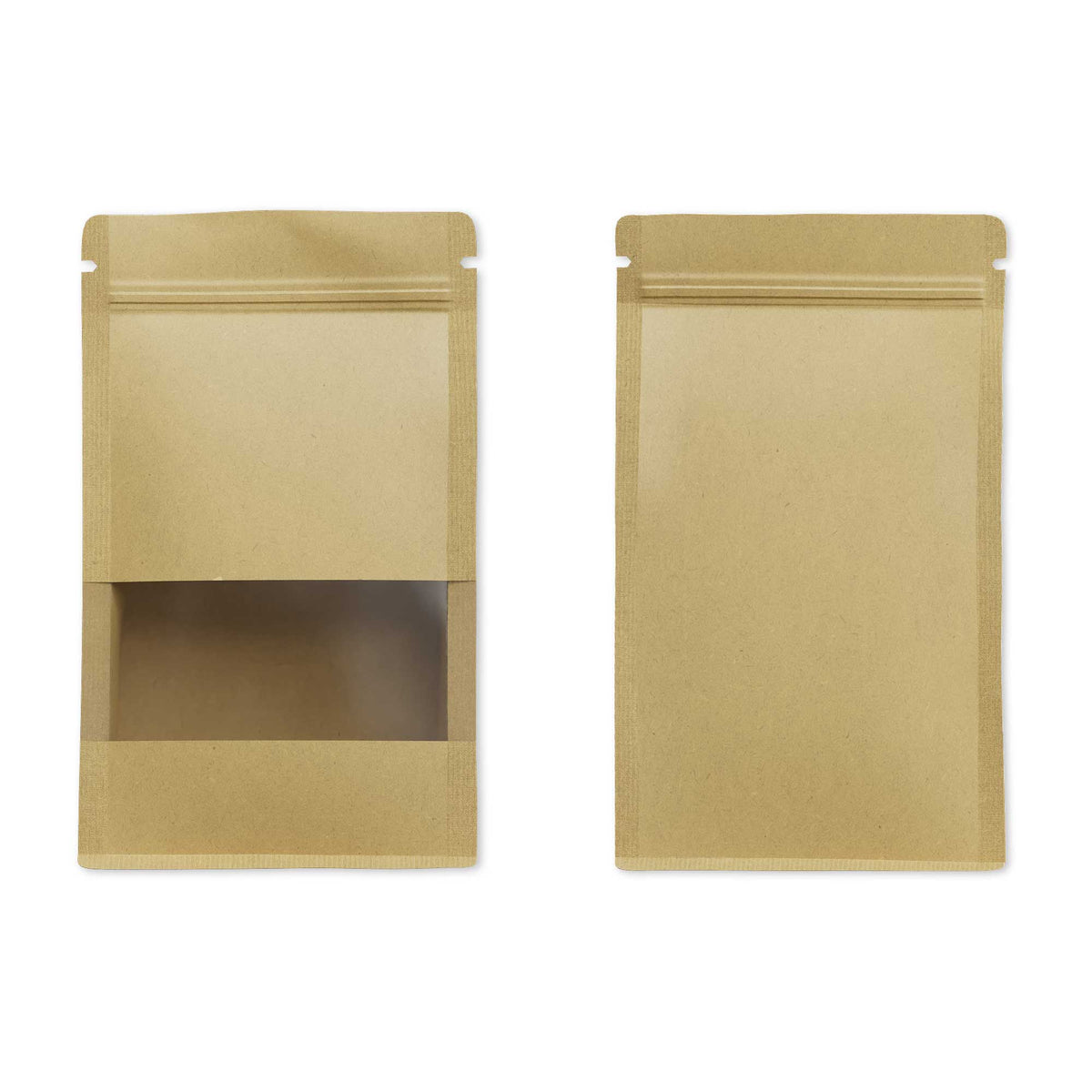 Customizable Krafty Brown Paper Side Gusset with Translucent Window Stand Up Zipper Seal Bags (Basic Printing)