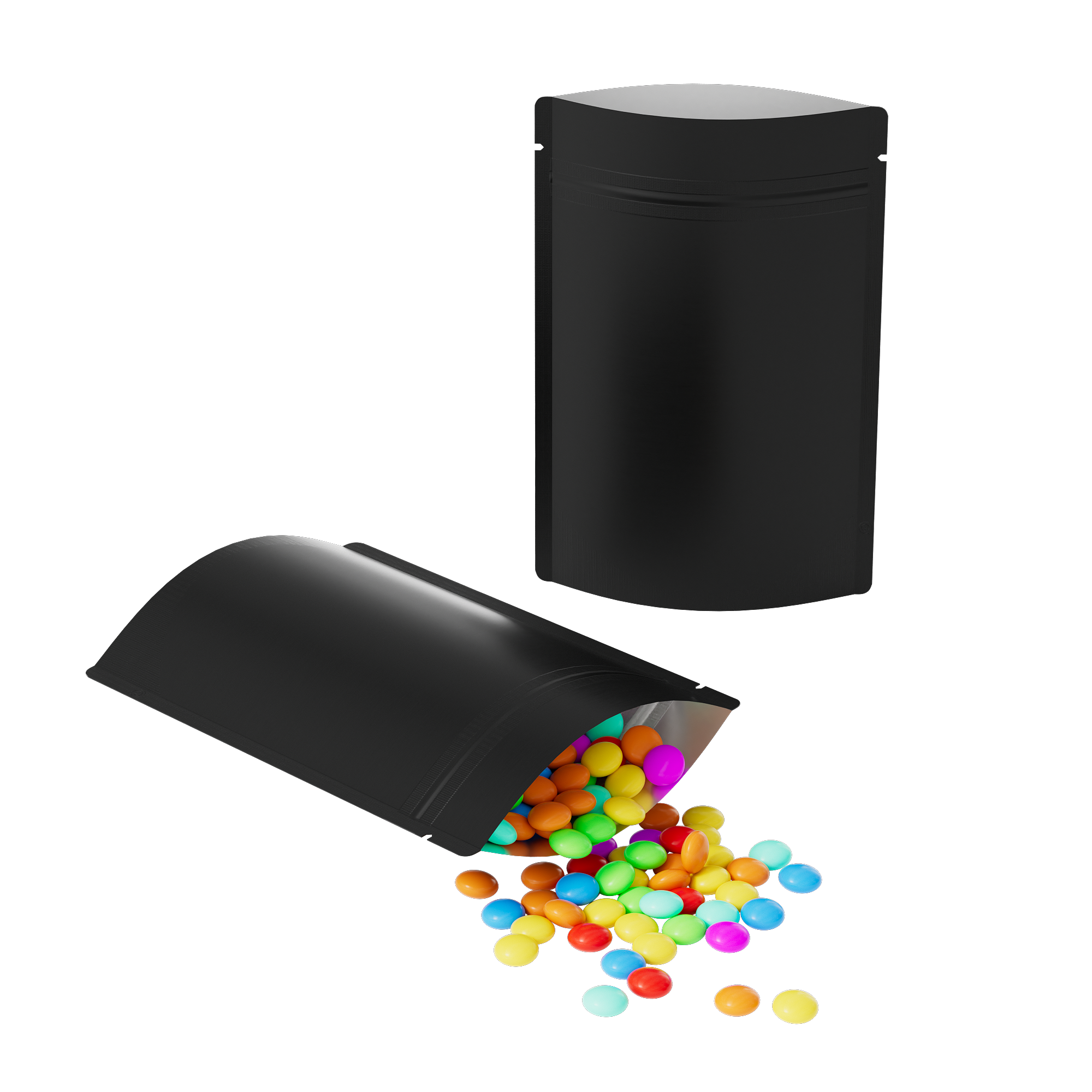 Matte Waxed Black Mylar Stand Strong® Bags with Rounded Corners