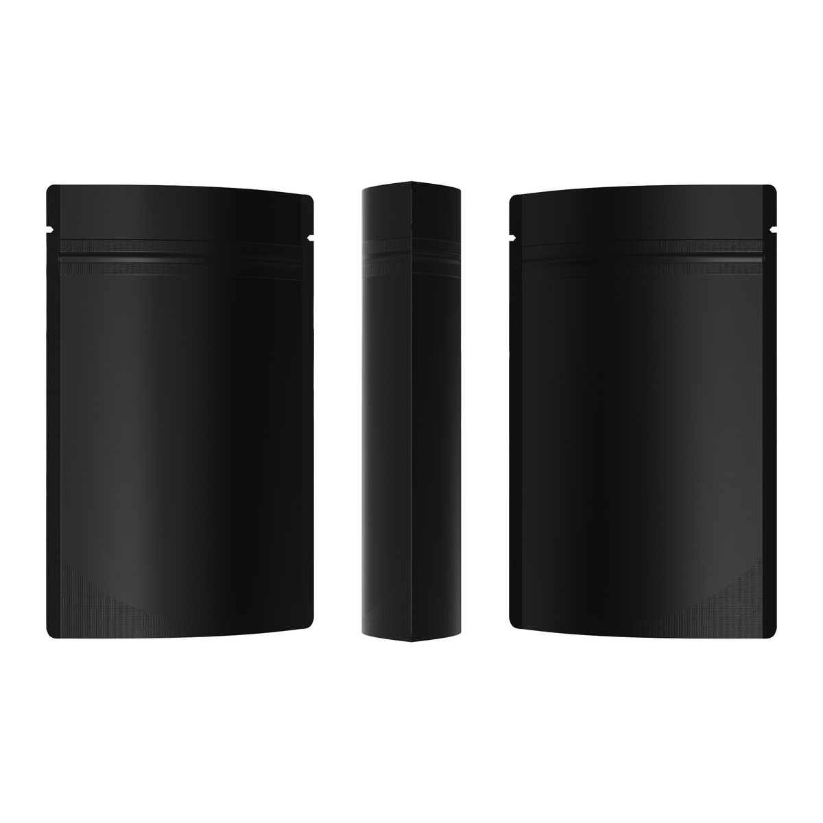 Matte Waxed Black Mylar Stand Strong® Bags with Rounded Corners