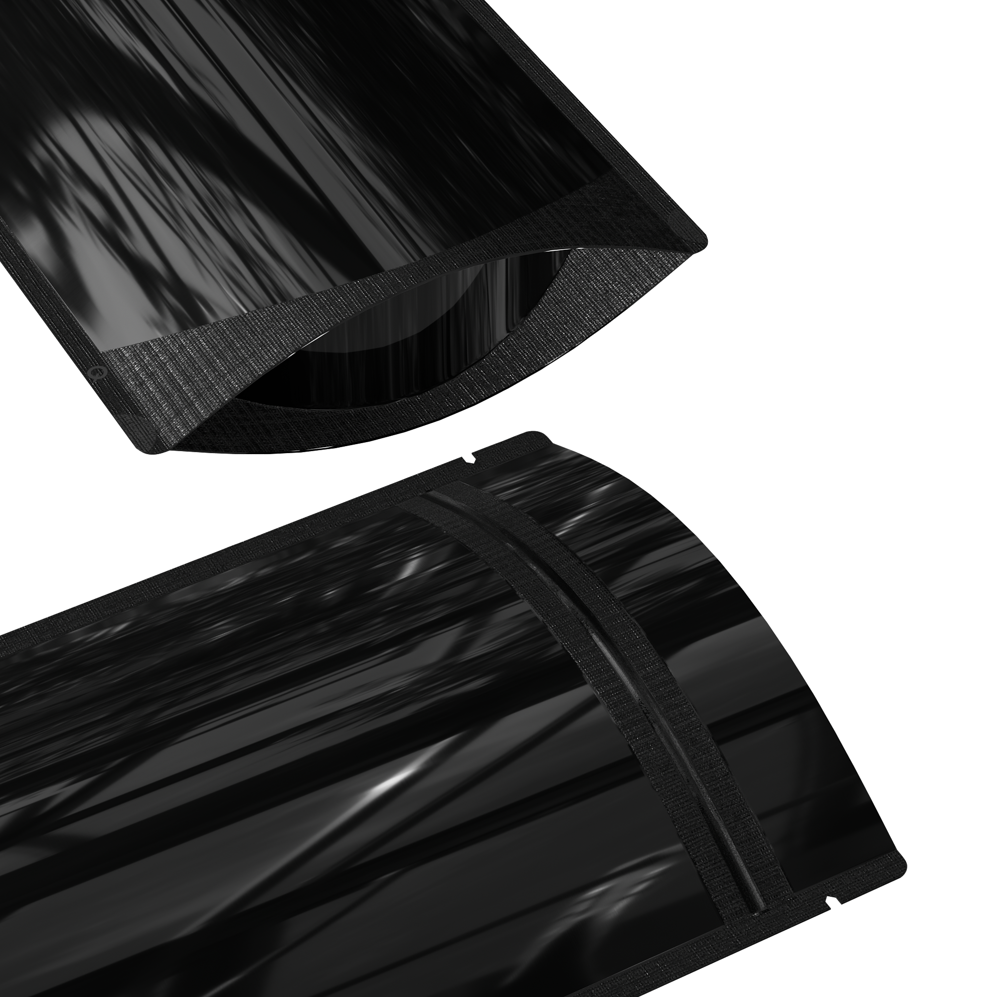 Double-Sided Glossy Mirror Black Mylar Stand Strong® Bags with Rounded Corners