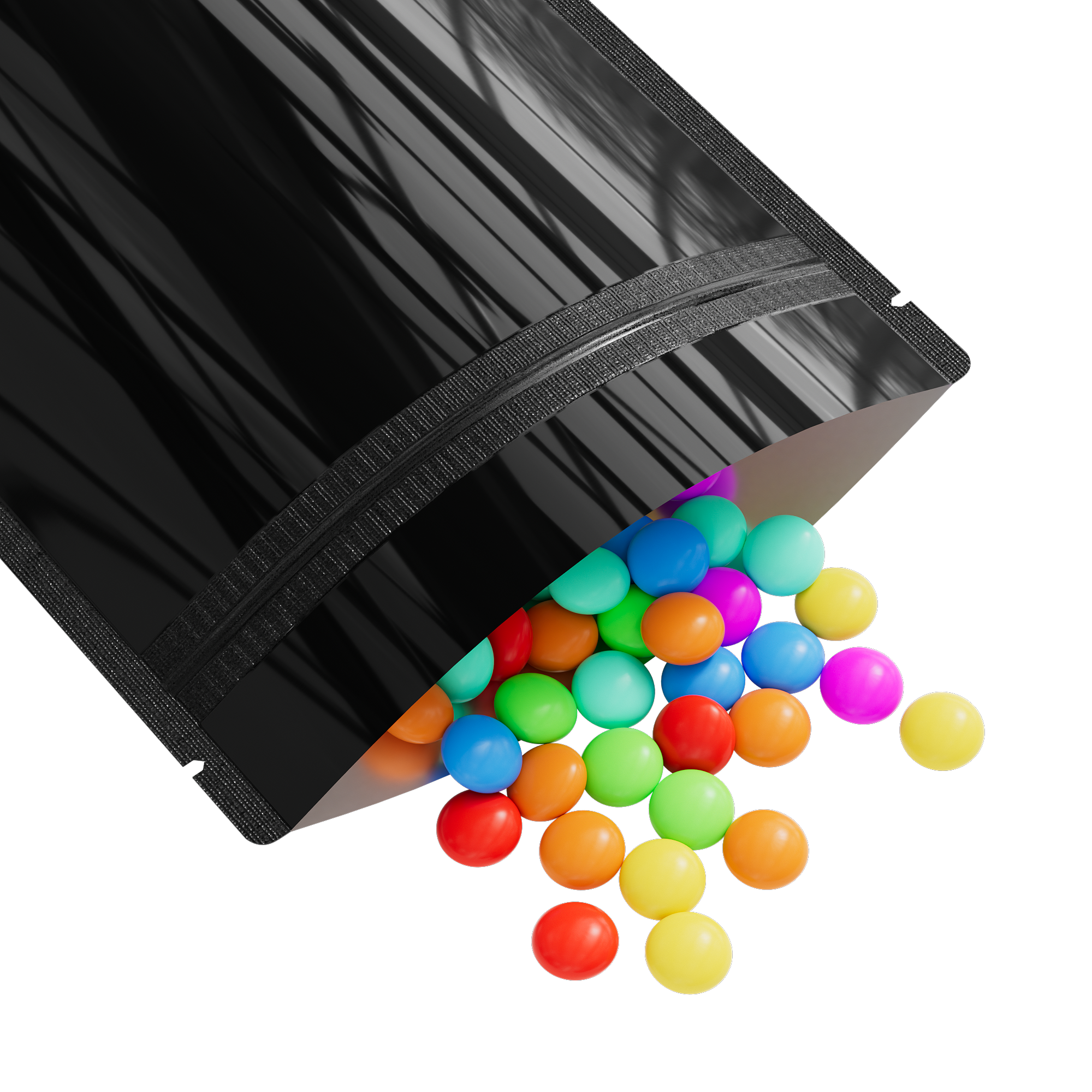 Double-Sided Glossy Mirror Black Mylar Stand Strong® Bags with Rounded Corners