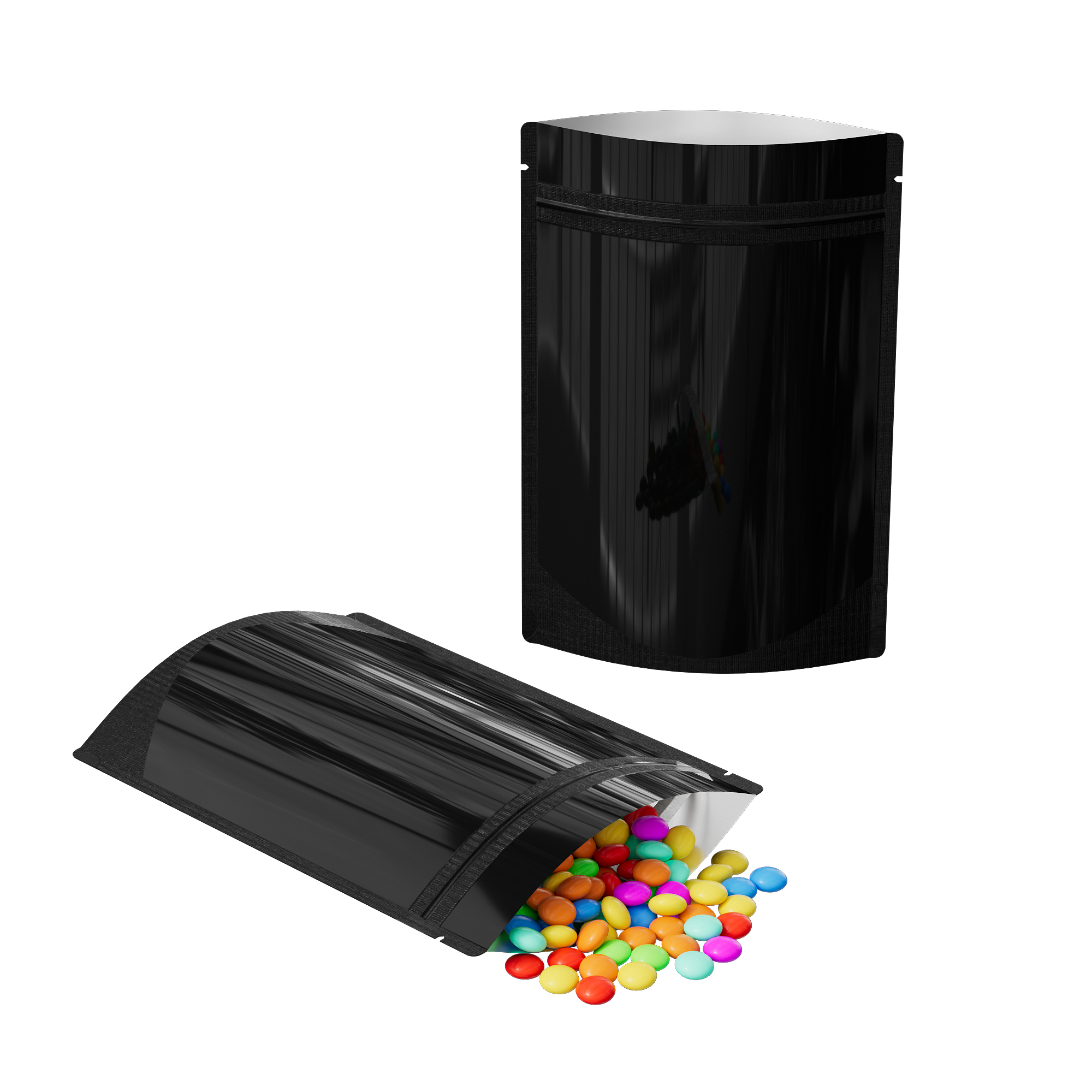 Double-Sided Glossy Mirror Black Mylar Stand Strong® Bags with Rounded Corners