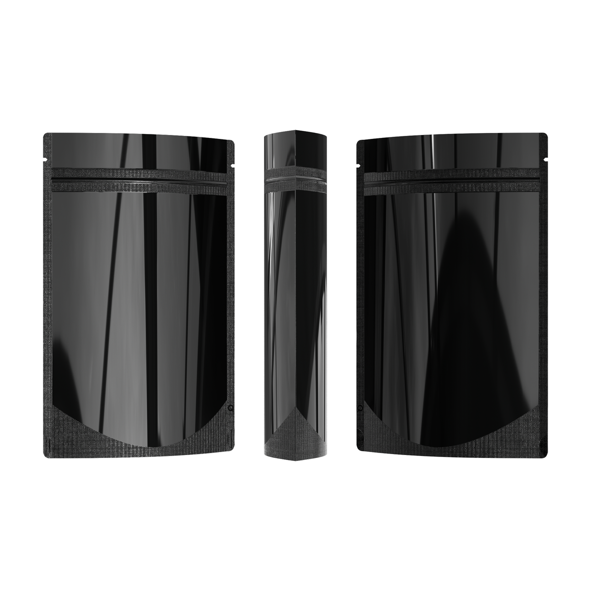 Double-Sided Glossy Mirror Black Mylar Stand Strong® Bags with Rounded Corners