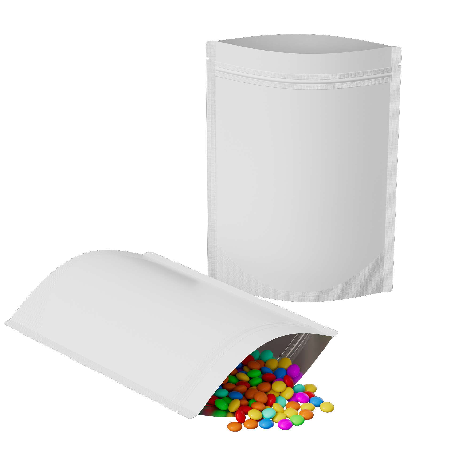 Matte Winter White Mylar Stand Strong® Bags with Rounded Corners