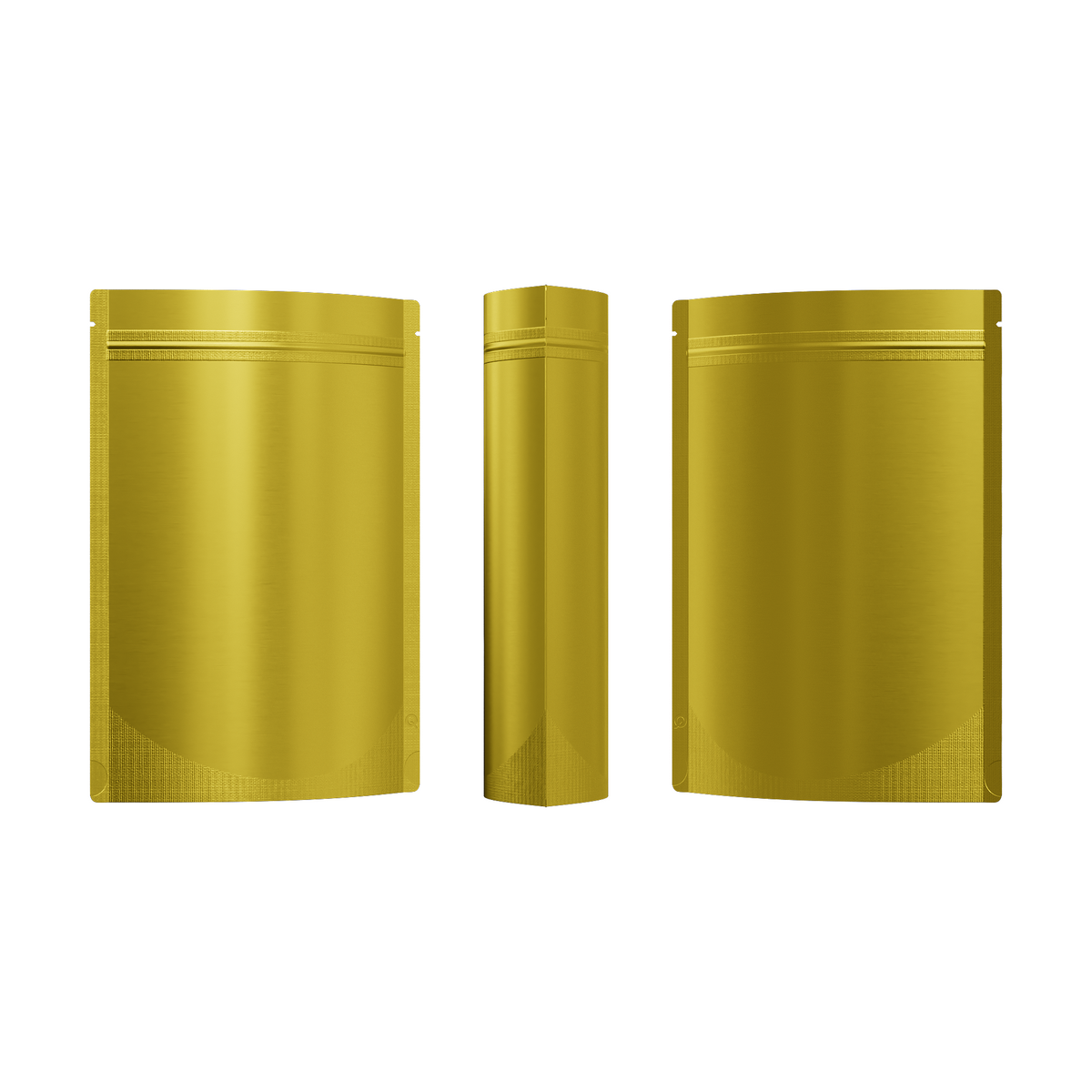 Matte Brass Gold Mylar Stand Strong® Bags with Rounded Corners