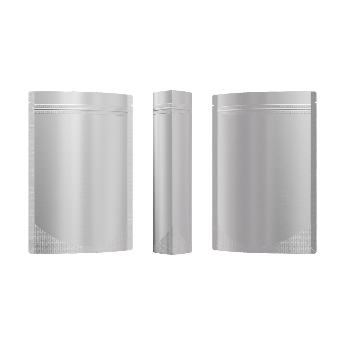 Matte Nickel Silver Mylar Stand Strong® Bags with Rounded Corners