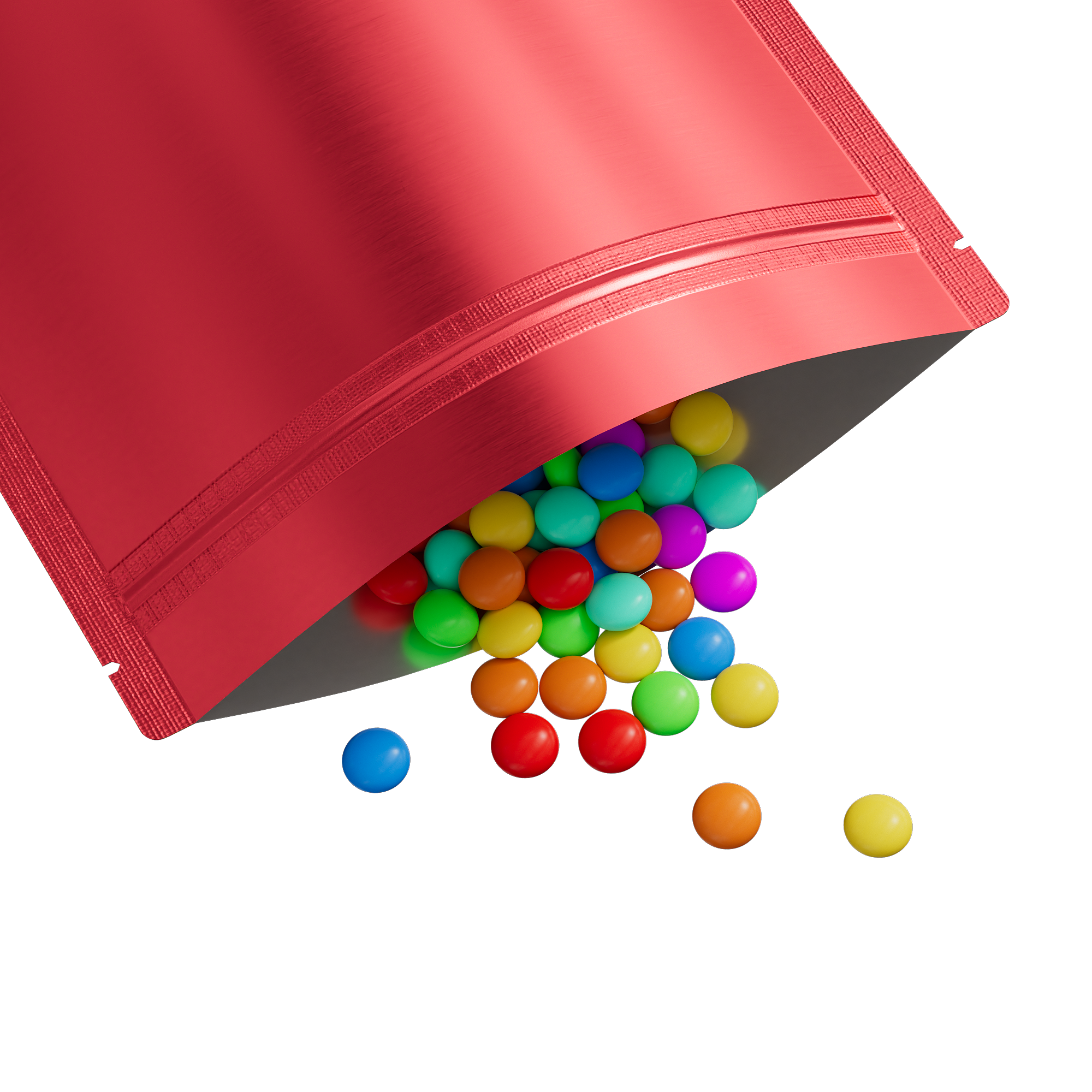 Matte Strawberry Red Mylar Stand Strong® Bags with Rounded Corners