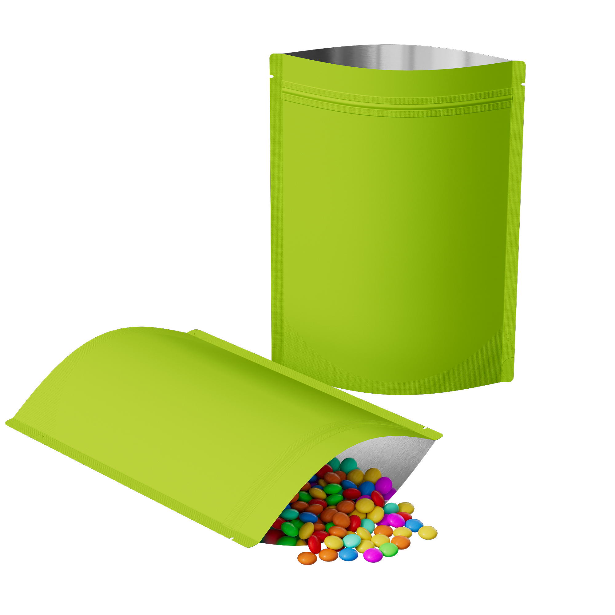 Matte Pistachio Green Metalized Foil Stand Strong® Packaging Bags with Rounded Corners