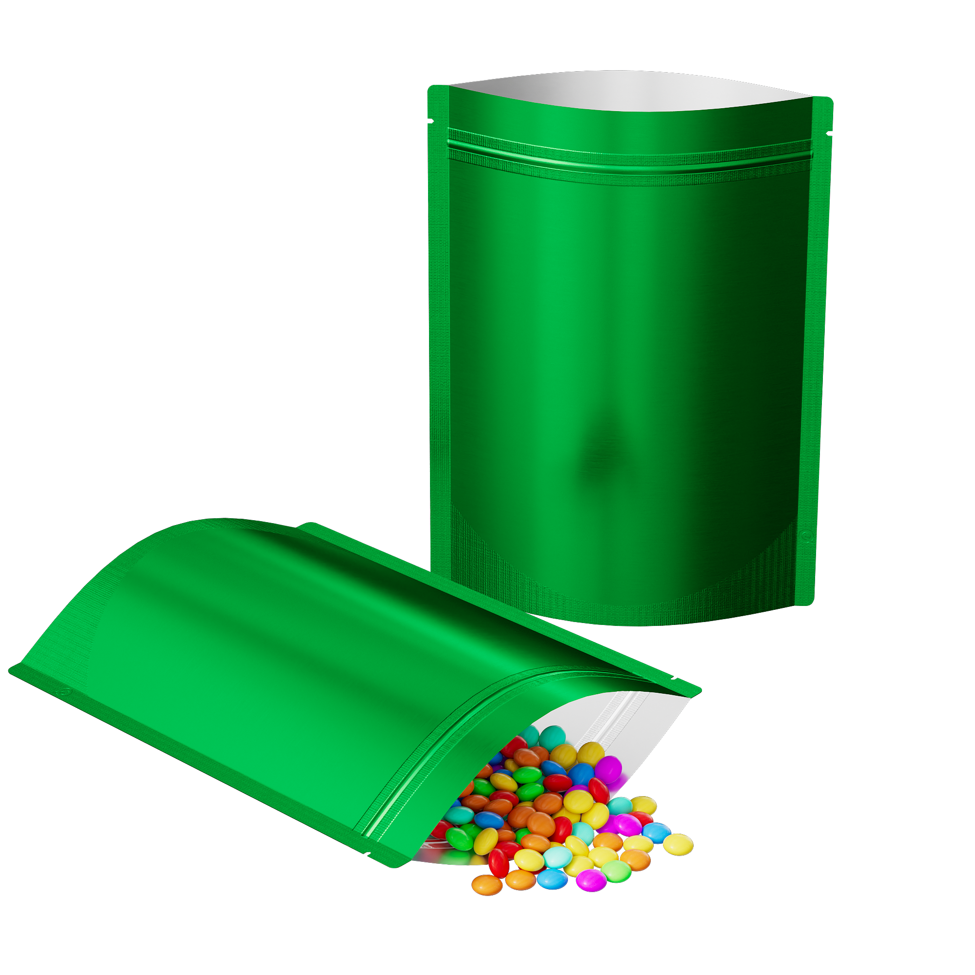 Matte Sea Green Mylar Stand Strong® Bags with Rounded Corners