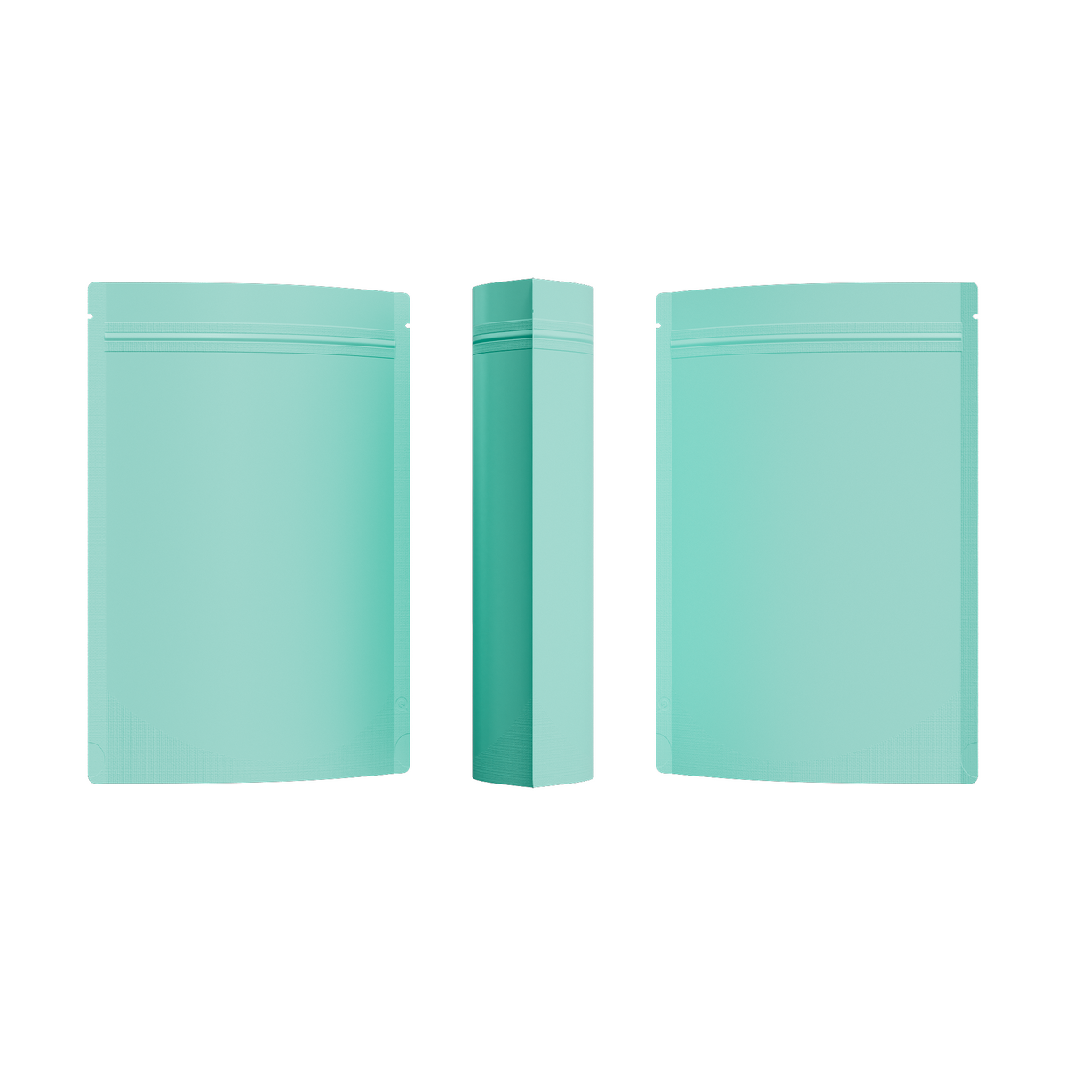 Matte Songbird Blue Metalized Foil Stand Strong® Packaging Bags with Rounded Corners