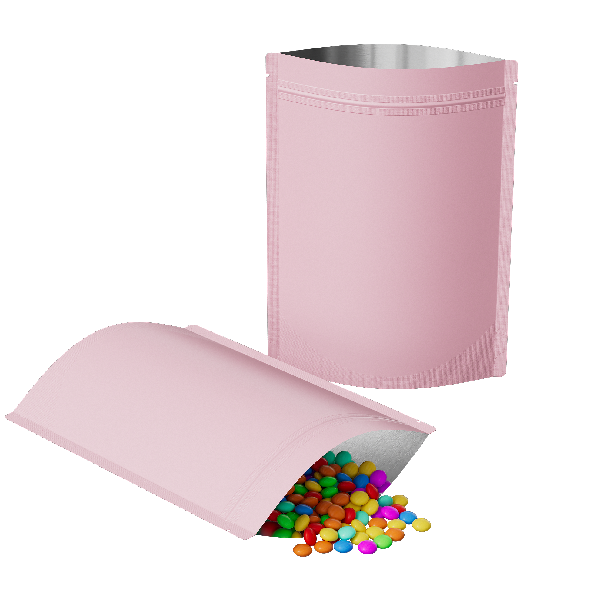 Matte Perfect Pink Mylar Stand Strong® Bags with Rounded Corners