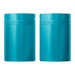 Matte Cool Blue Mylar Stand Strong® Bags with Rounded Corners