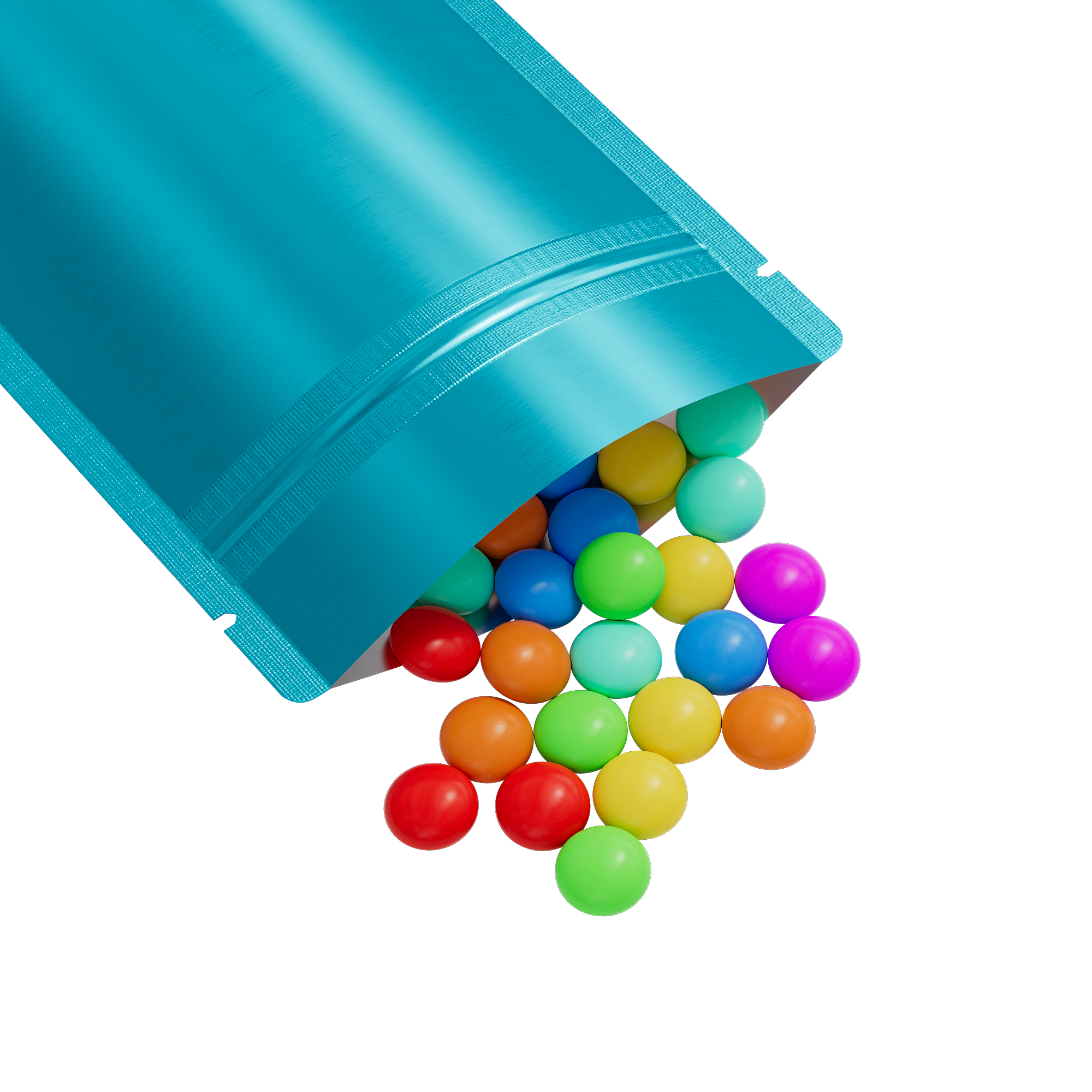 Matte Cool Blue Mylar Stand Strong® Bags with Rounded Corners
