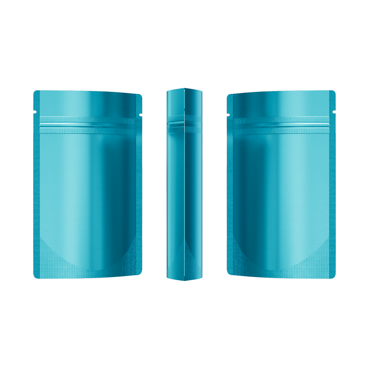 Matte Cool Blue Mylar Stand Strong® Bags with Rounded Corners