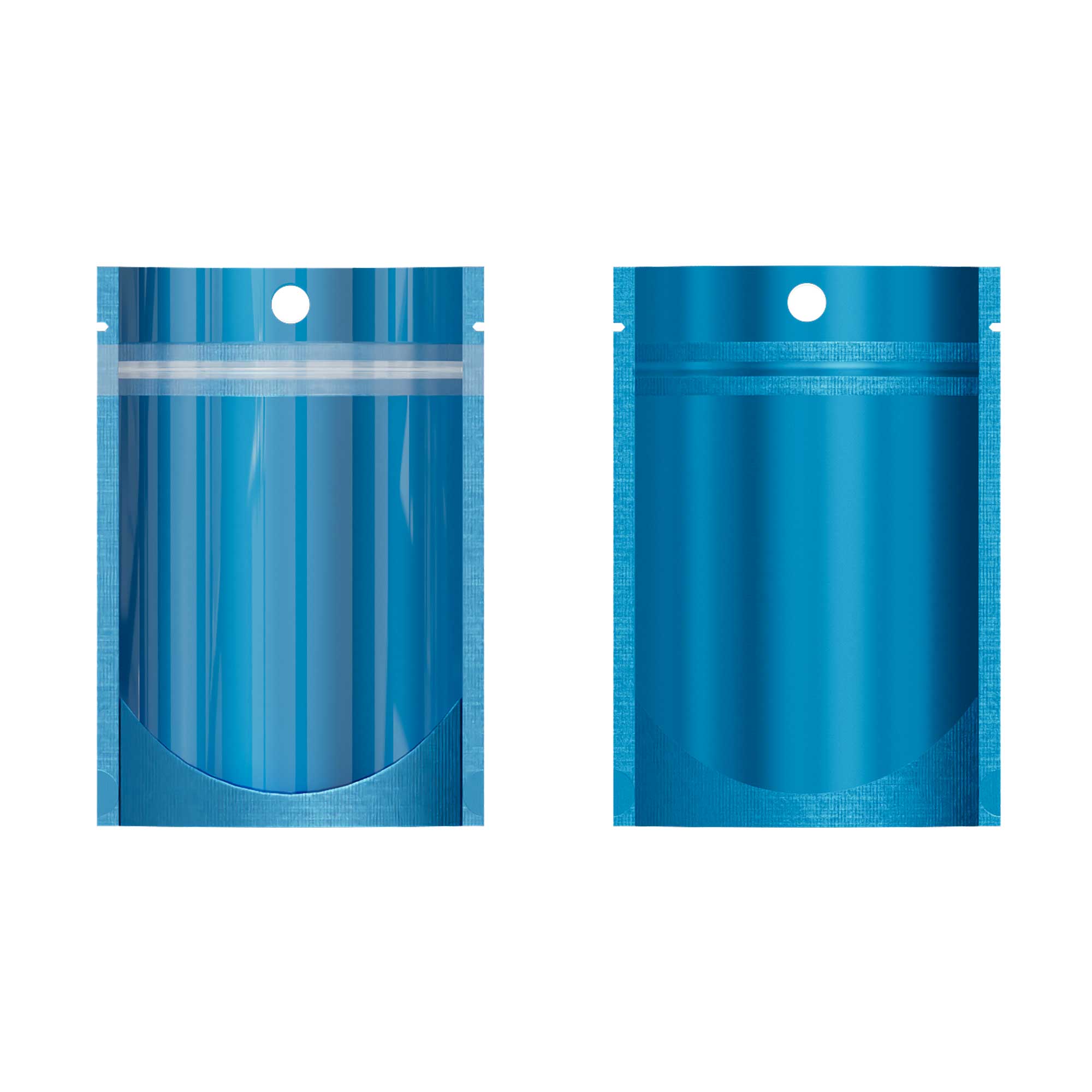 Customizable Single Side Glossy Color Metallic Mylar Stand Up Zipper Seal Bags with Round Hang-Hole (Basic Printing)
