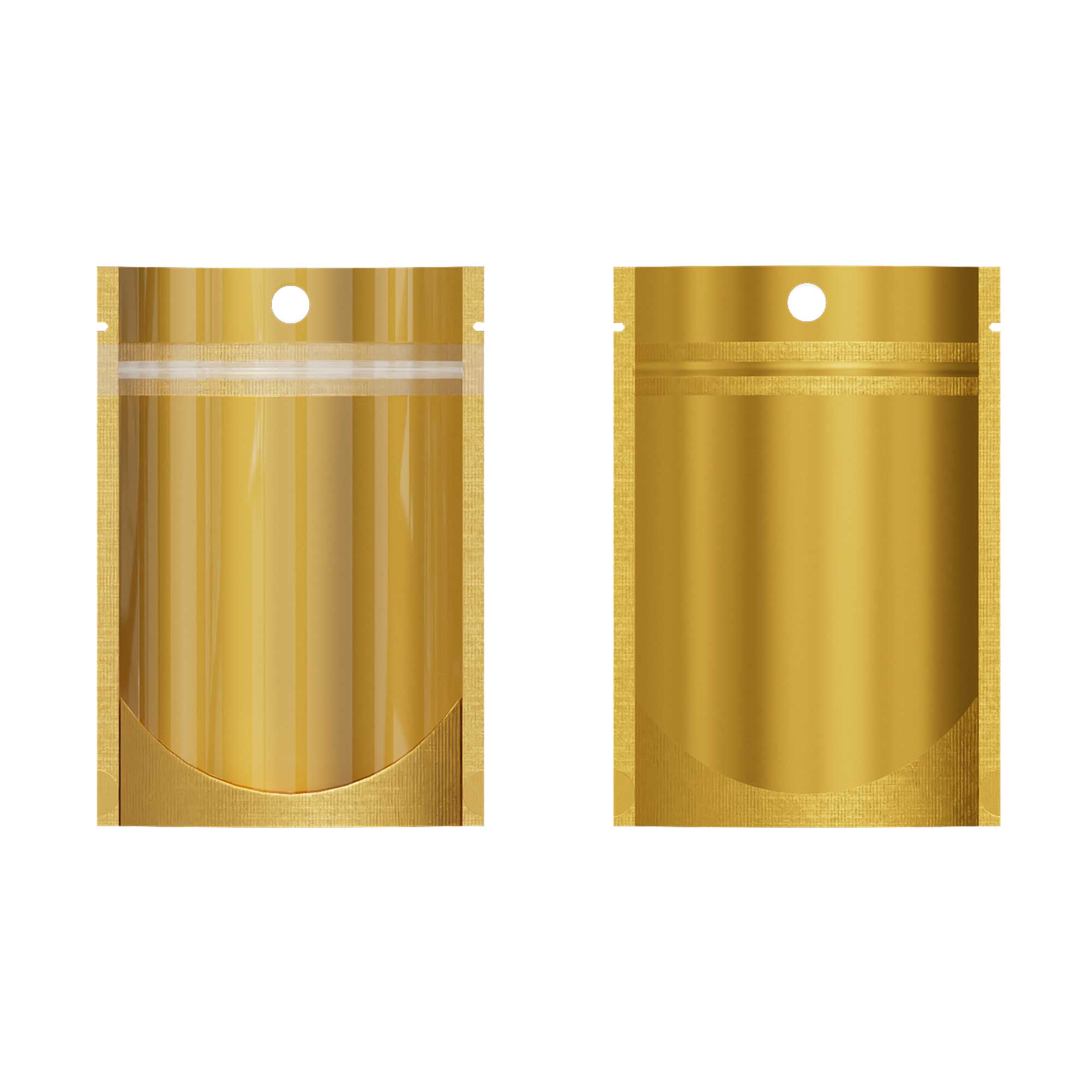 Customizable Single Side Glossy Color Metallic Mylar Stand Up Zipper Seal Bags with Round Hang-Hole (Basic Printing)