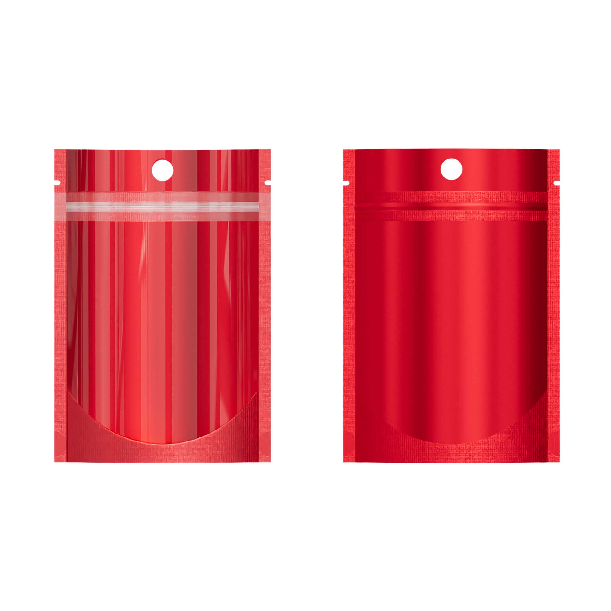 Customizable Single Side Glossy Color Metallic Mylar Stand Up Zipper Seal Bags with Round Hang-Hole (Basic Printing)