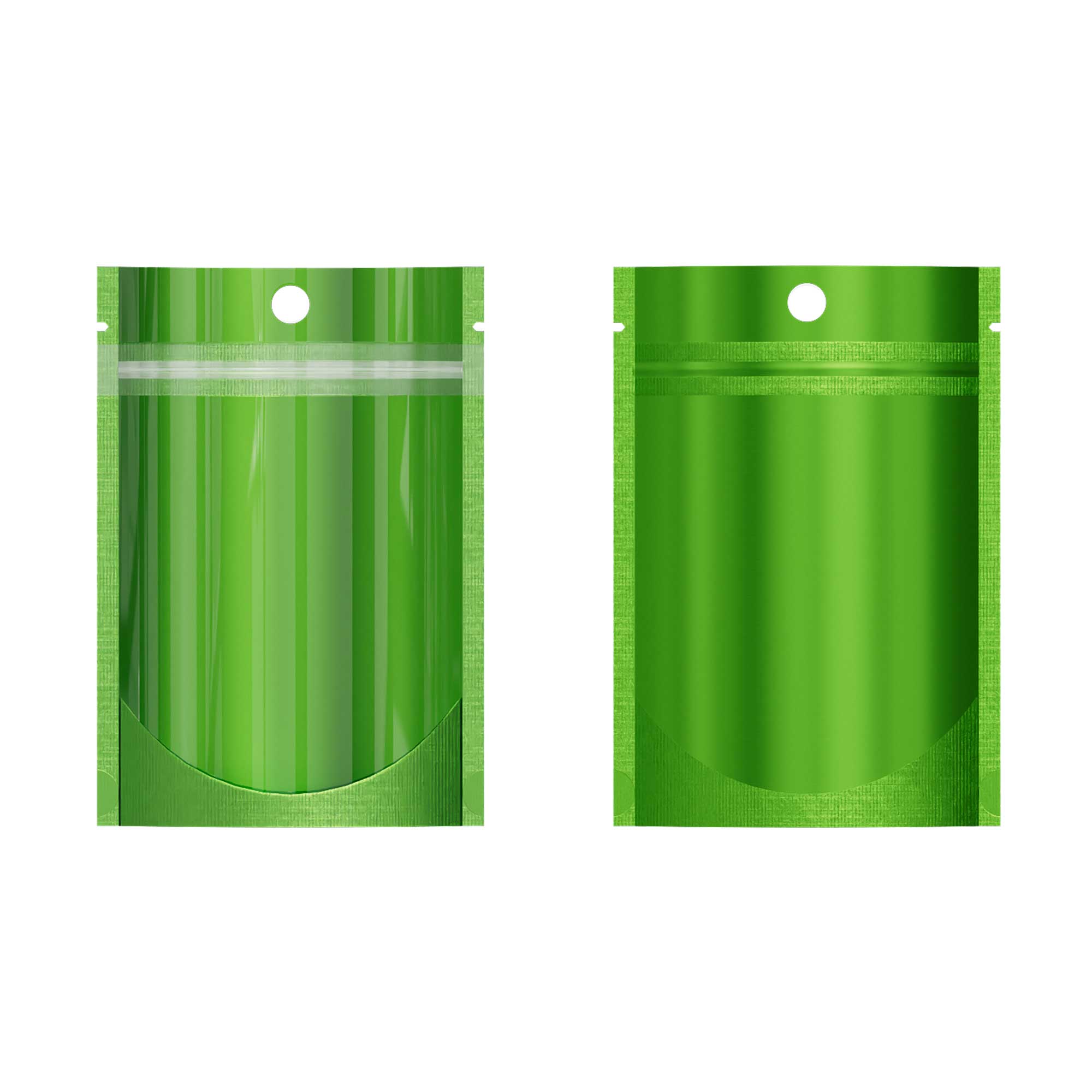 Customizable Single Side Glossy Color Metallic Mylar Stand Up Zipper Seal Bags with Round Hang-Hole (Basic Printing)