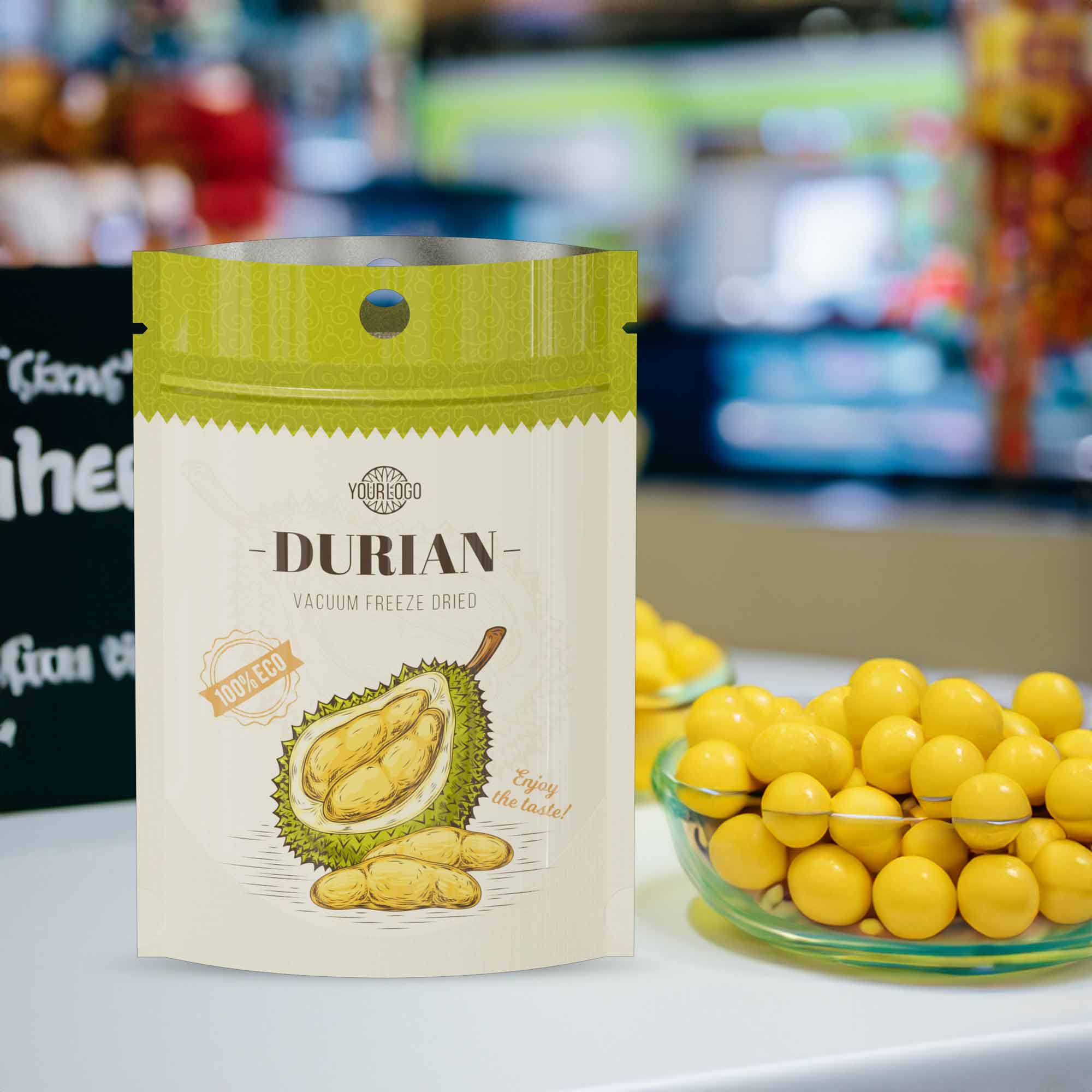 Customizable Single Side Glossy Color Metallic Mylar Stand Up Zipper Seal Bags with Round Hang-Hole (Full Customization)