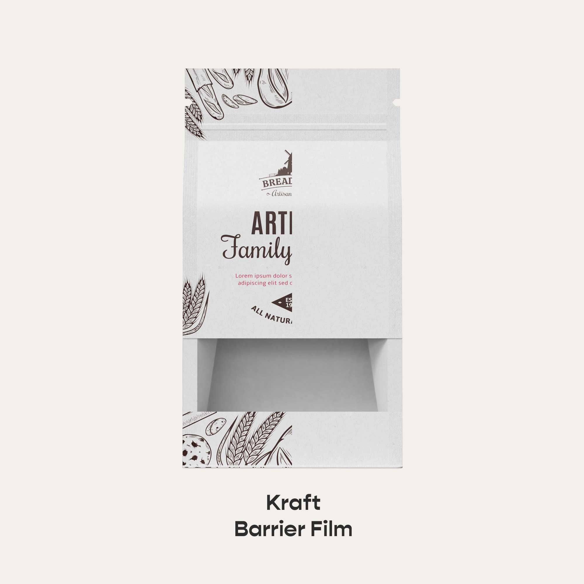 Customizable Kraft Parchment White Paper Side Gusset with Translucent Window Stand Up Zipper Seal Bags (Full Customization)