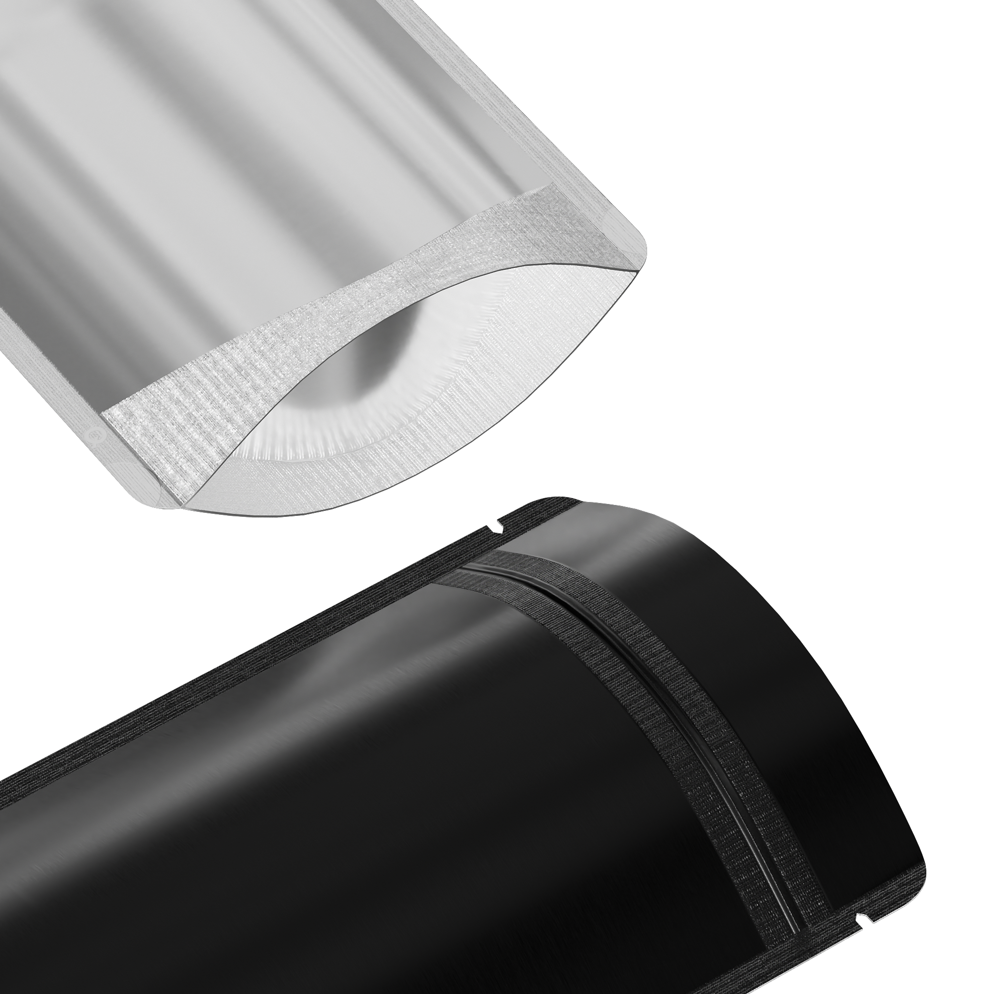 Half Waxed Black Metallic Mylar Stand Strong® Bags with Rounded Corners
