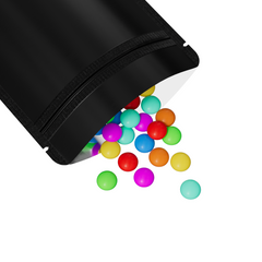 Half Waxed Black Metallic Mylar Stand Strong® Bags with Rounded Corners