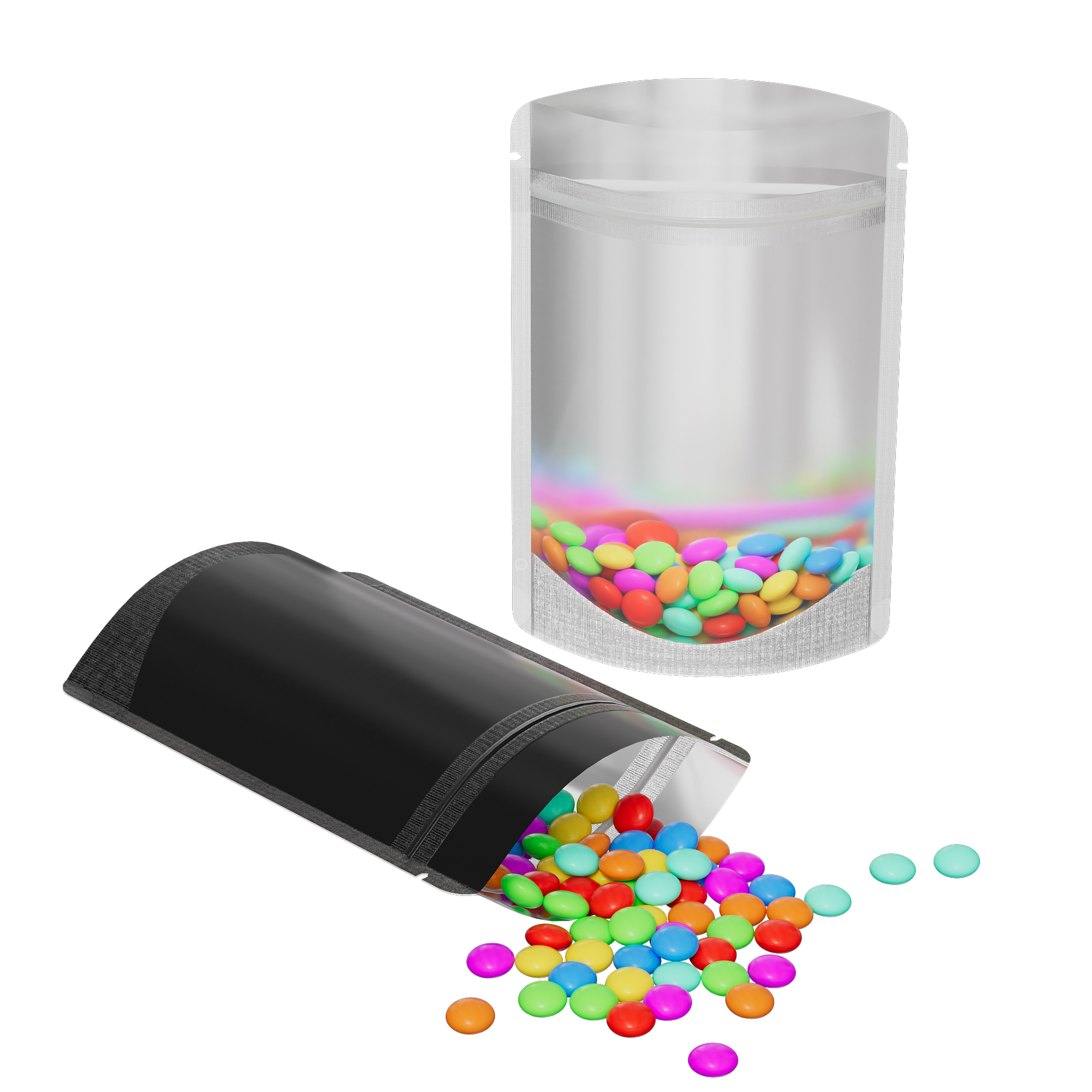 Half Waxed Black Metallic Mylar Stand Strong® Bags with Rounded Corners
