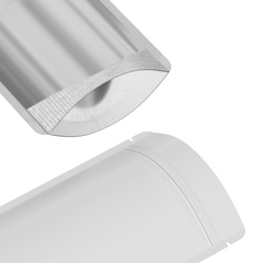 Half Off White Metallic Mylar Stand Strong® Bags with Rounded Corners
