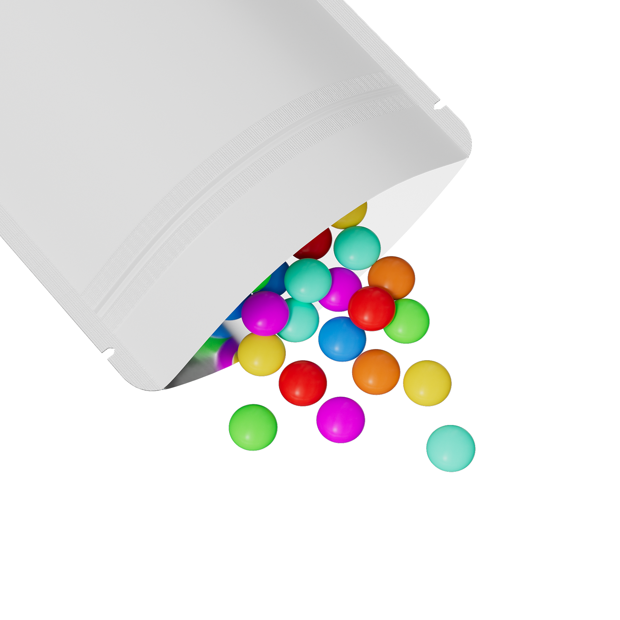 Half Off White Metallic Mylar Stand Strong® Bags with Rounded Corners