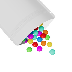Half Off White Metallic Mylar Stand Strong® Bags with Rounded Corners