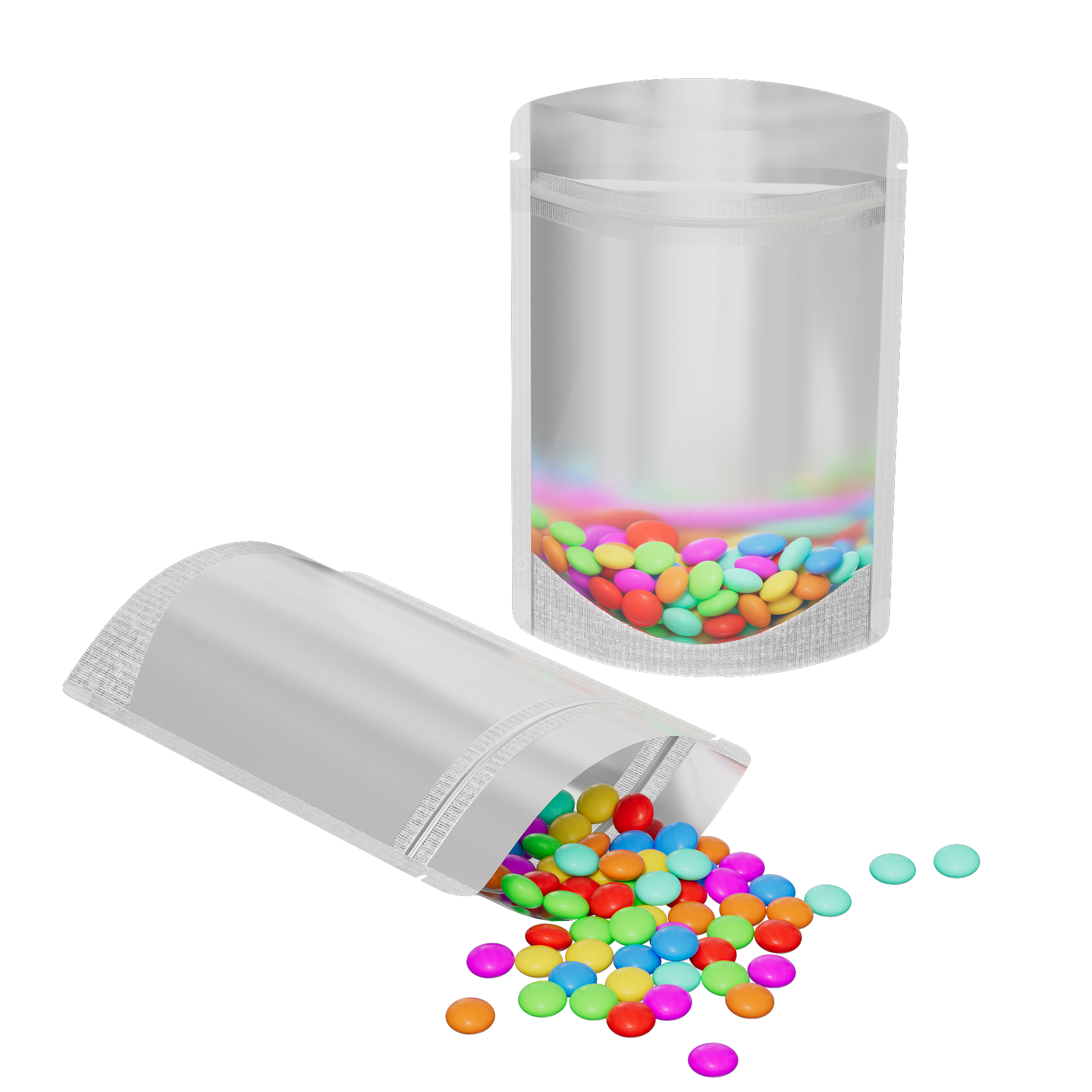 Matte Half Nickel Silver Metallic Mylar Stand Strong® Bags with Rounded Corners