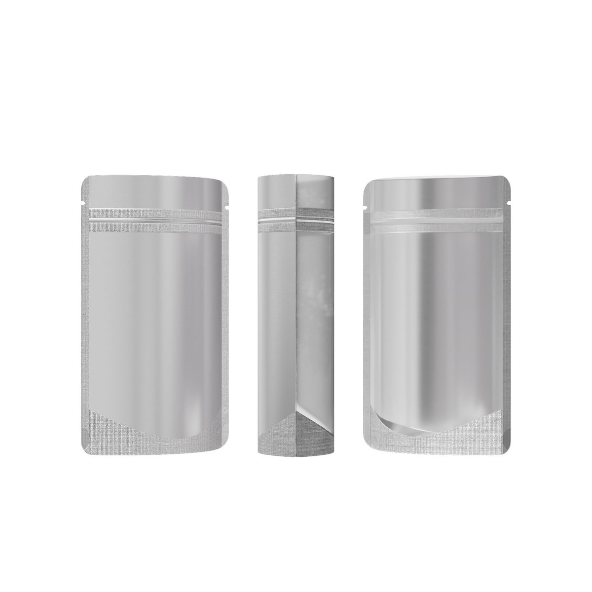 Matte Half Nickel Silver Metallic Mylar Stand Strong® Bags with Rounded Corners