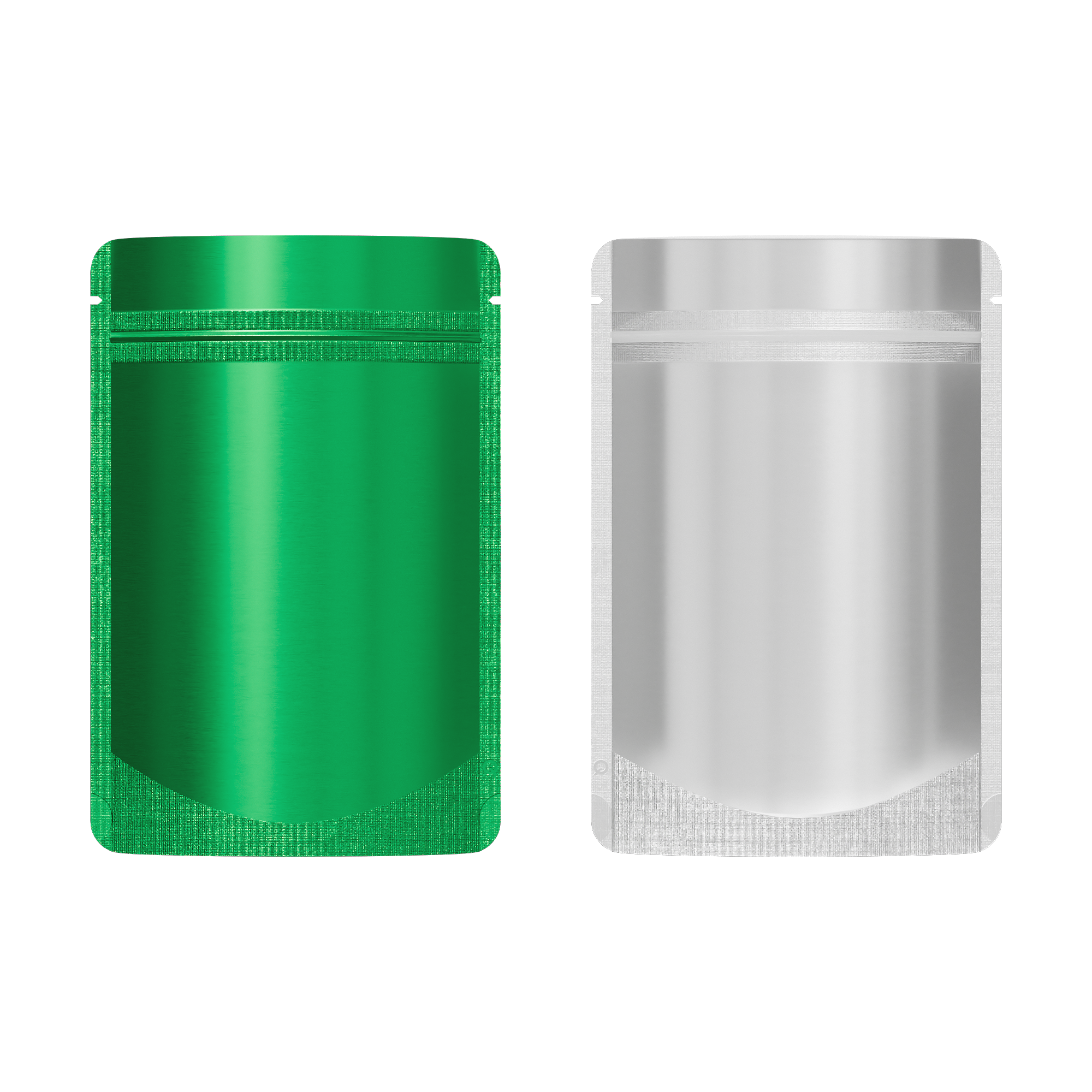 Matte Half Emerald Green Metallic Mylar Stand Strong® Bags with Rounded Corners