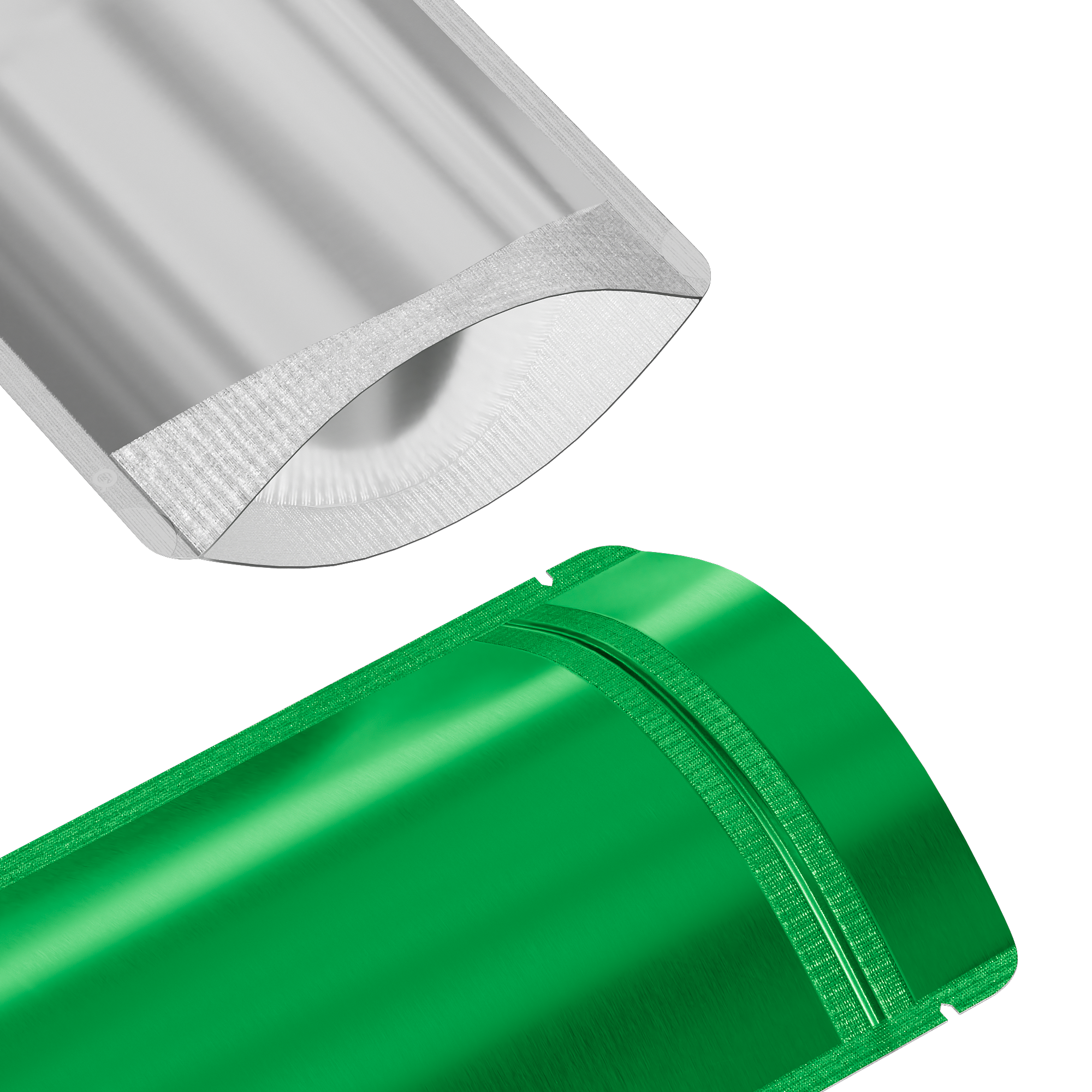 Matte Half Emerald Green Metallic Mylar Stand Strong® Bags with Rounded Corners